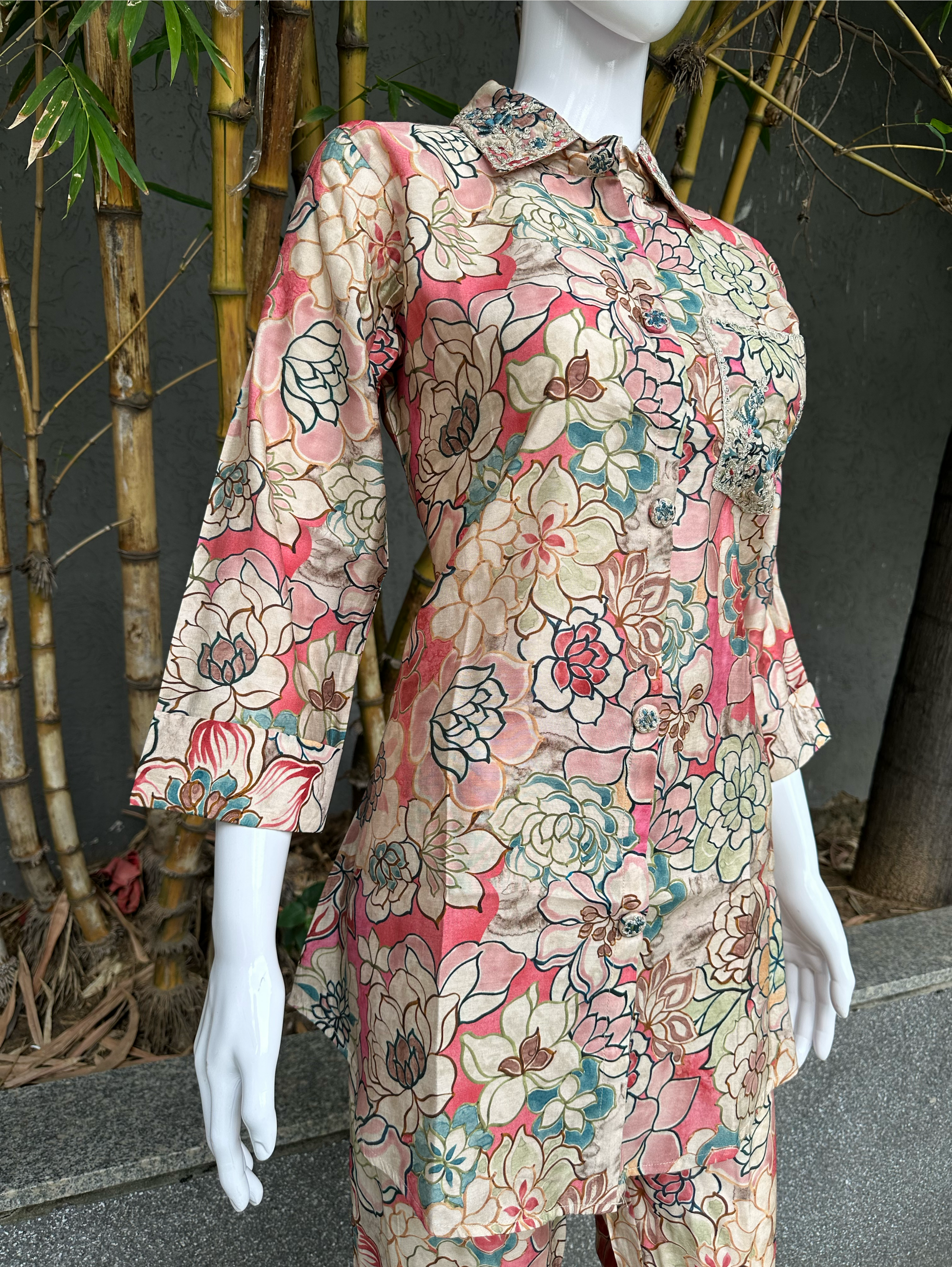 Muslin Collar & Pocket Embroidery Coords