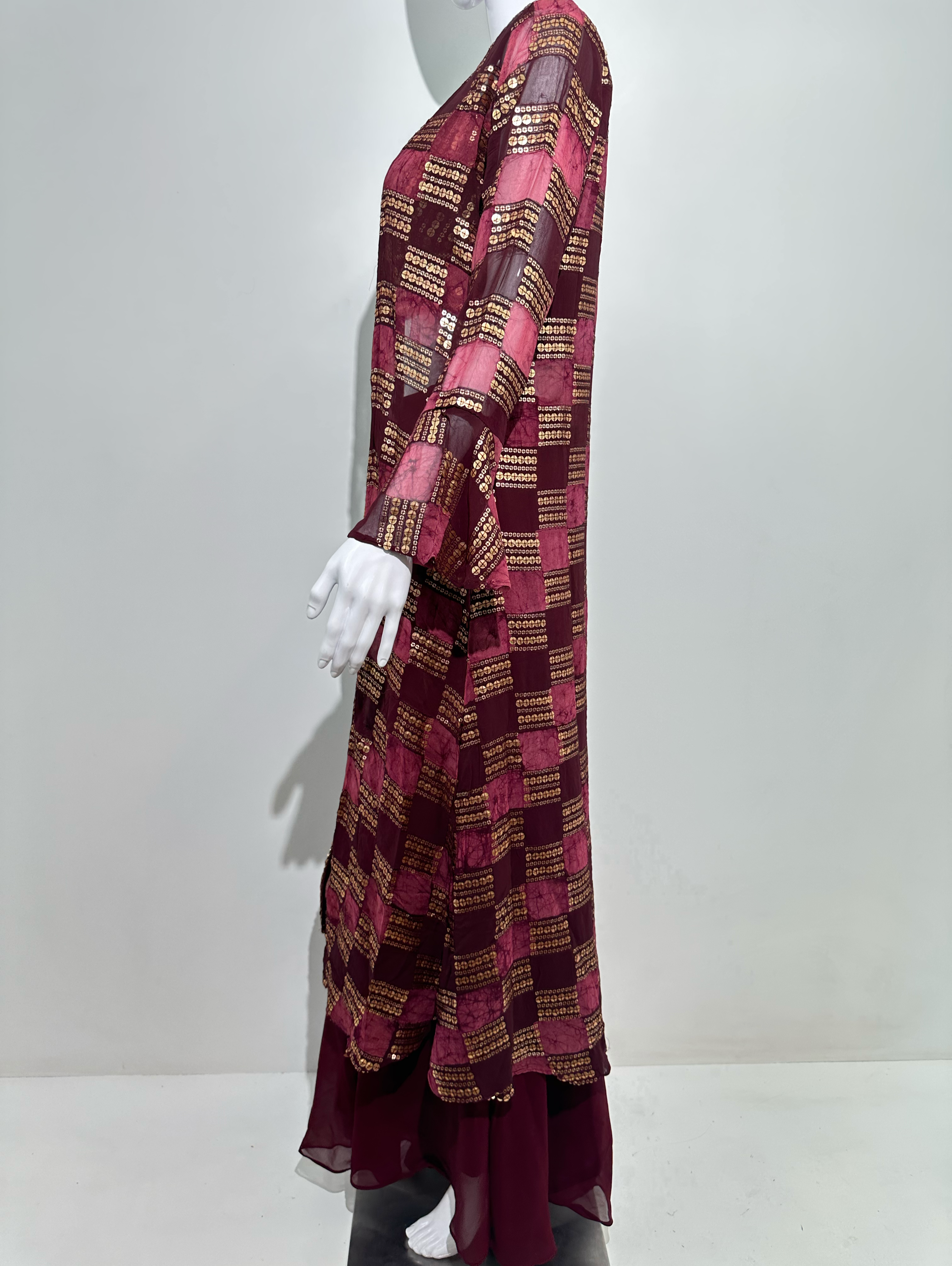 Image of Red Georgette Three Piece Set