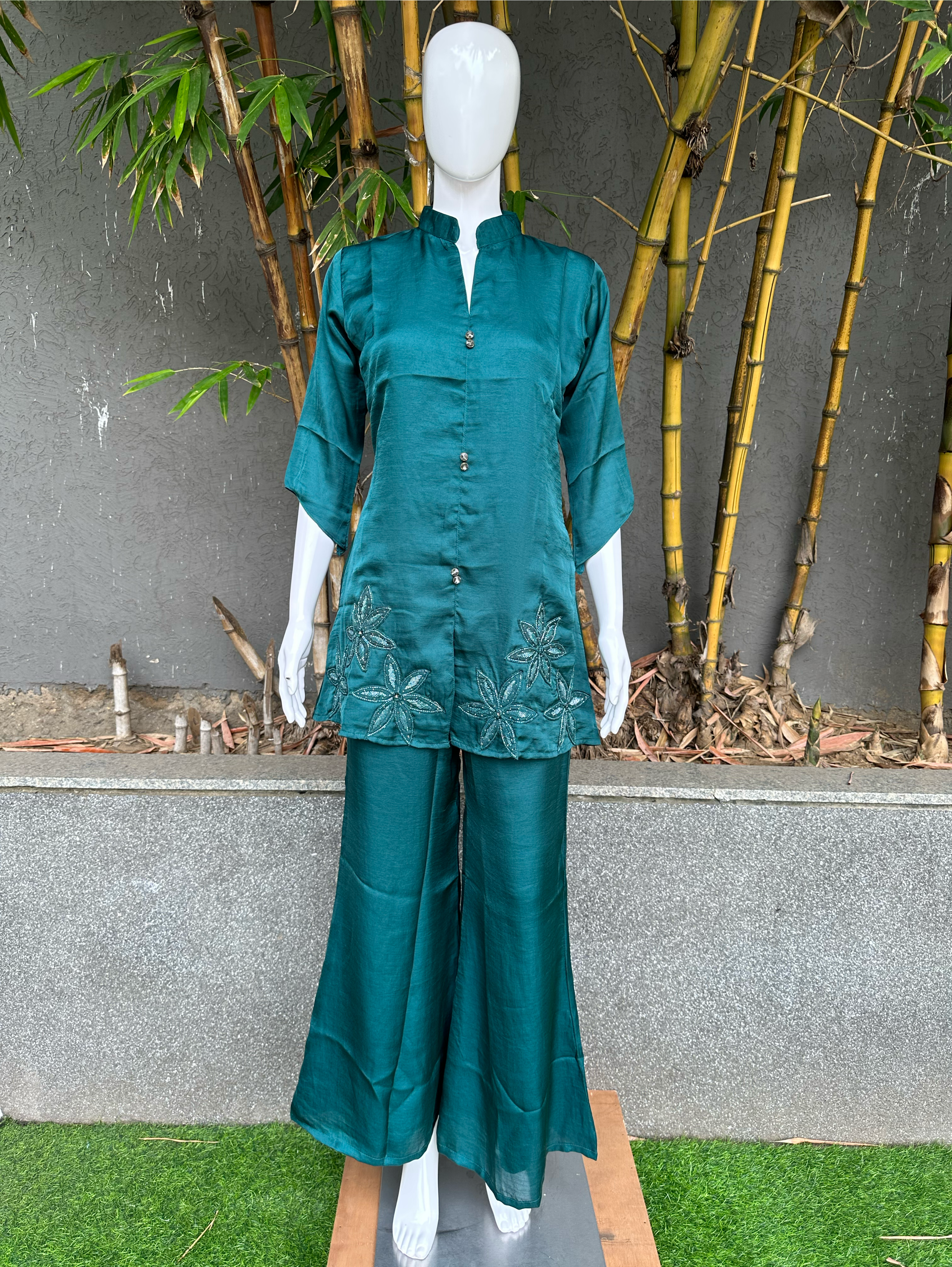 Soft Silk Hand work Coords with Plazzo