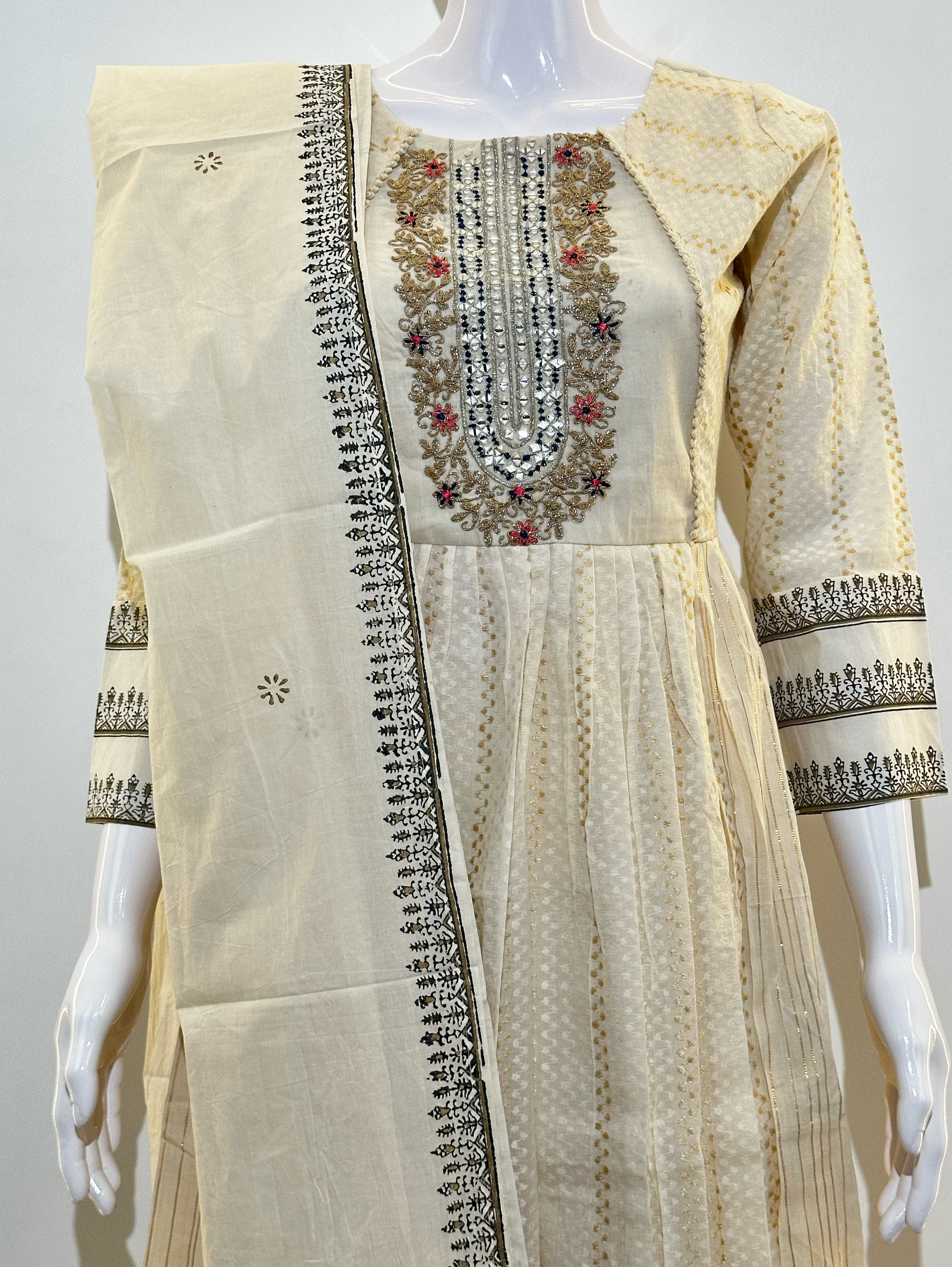 Cotton Embroidery kurti Set - 3 Piece