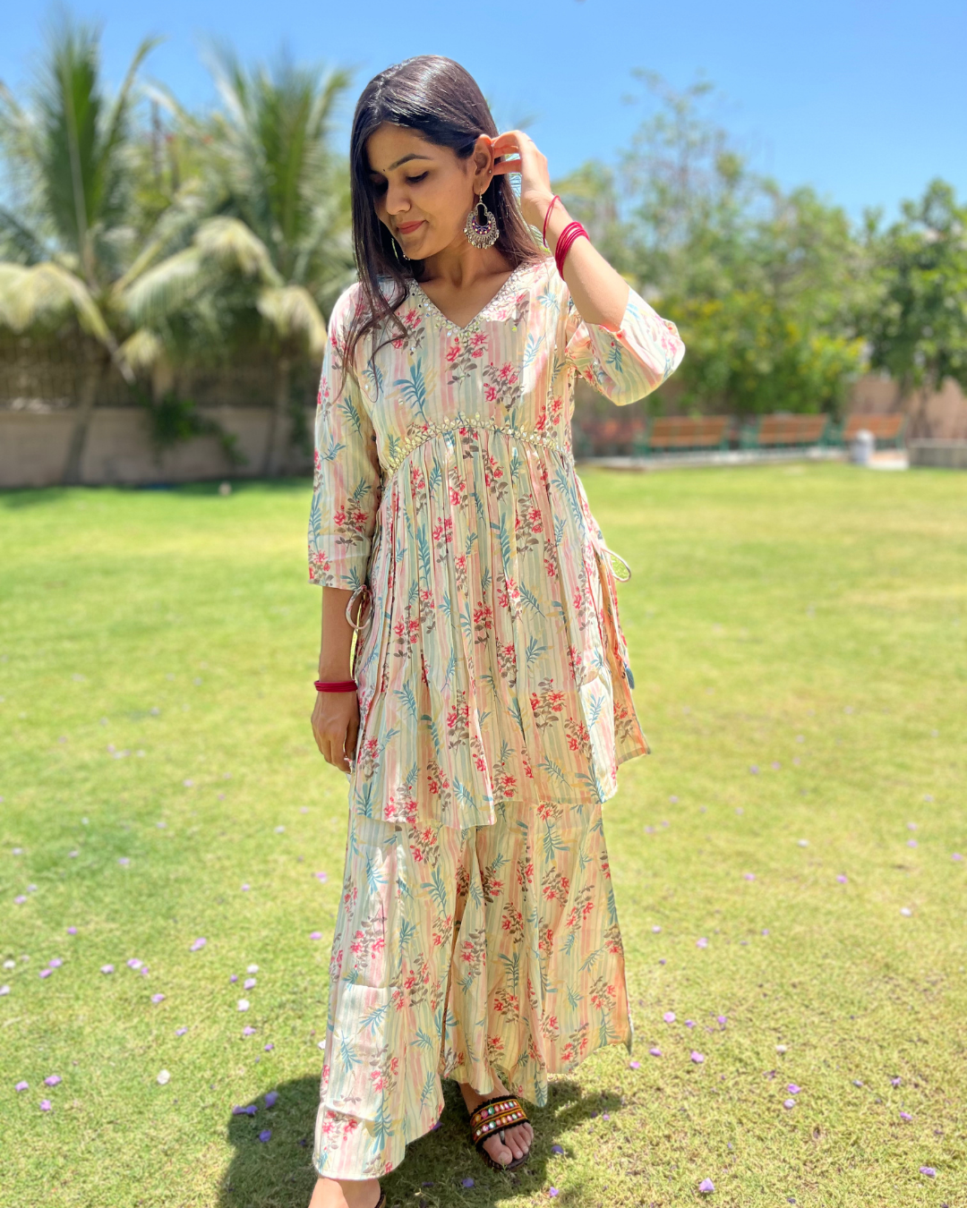 Bell Bottom Muslin Coord Set - 2 Piece