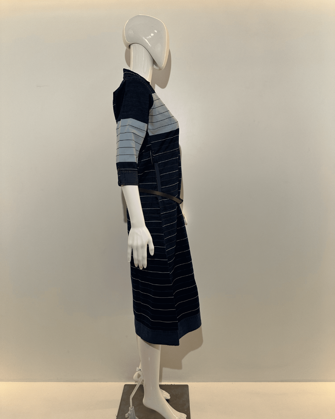Image of Stripe Denim Mindy Dress with Belt