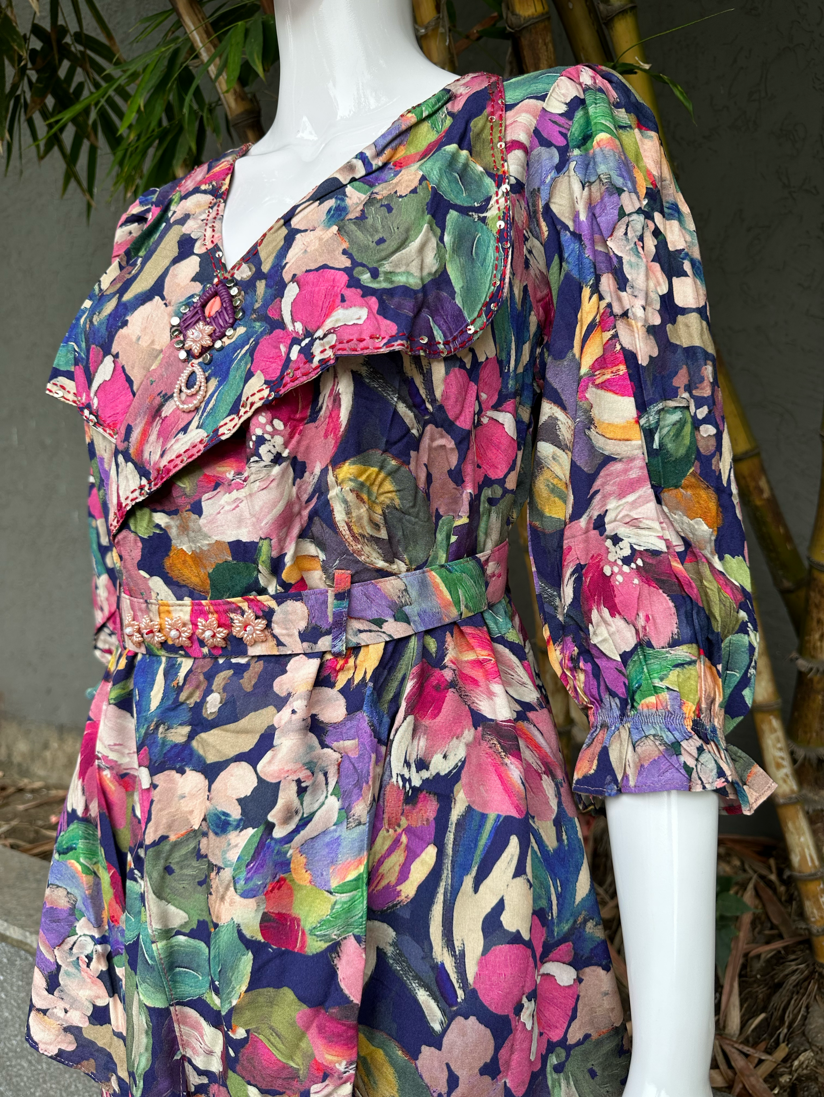 Image of Rayon Print with Hand work Coords