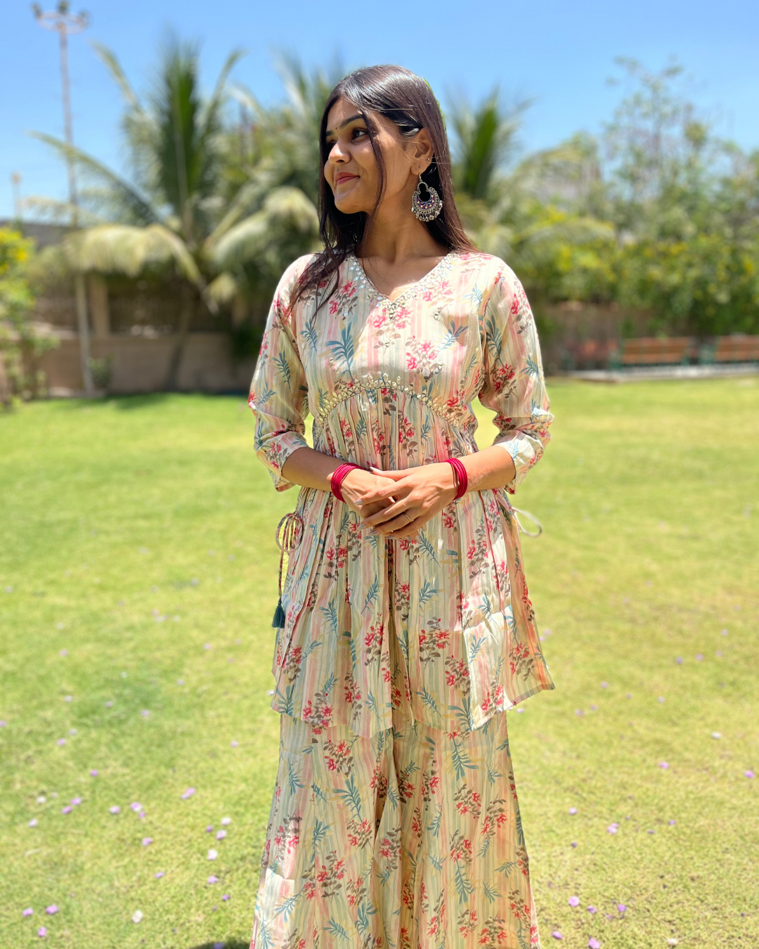 Image of Bell Bottom Muslin Coord Set - 2 Piece