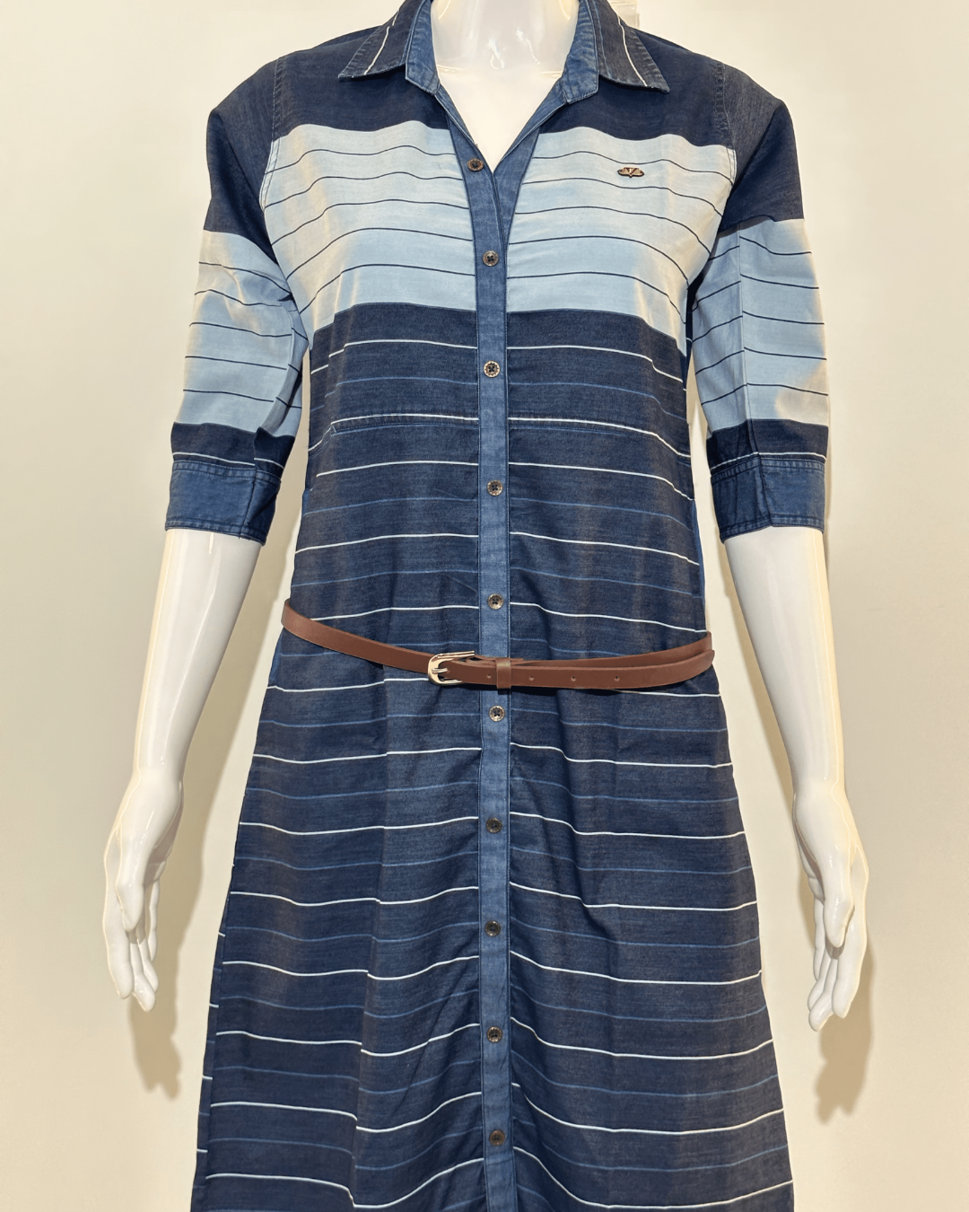 Stripe Denim Mindy Dress with Belt