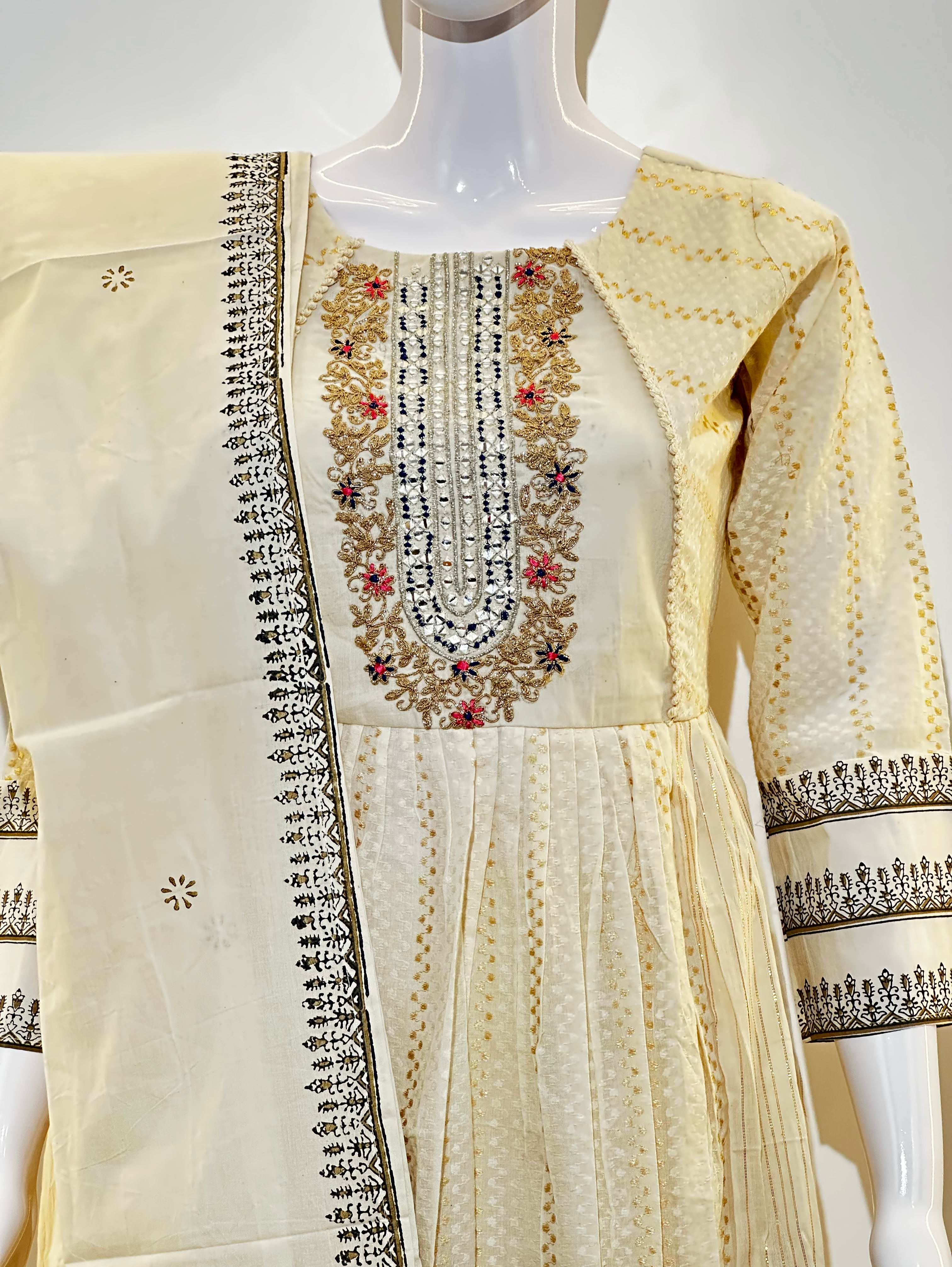 Image of Cotton Embroidery kurti Set - 3 Piece