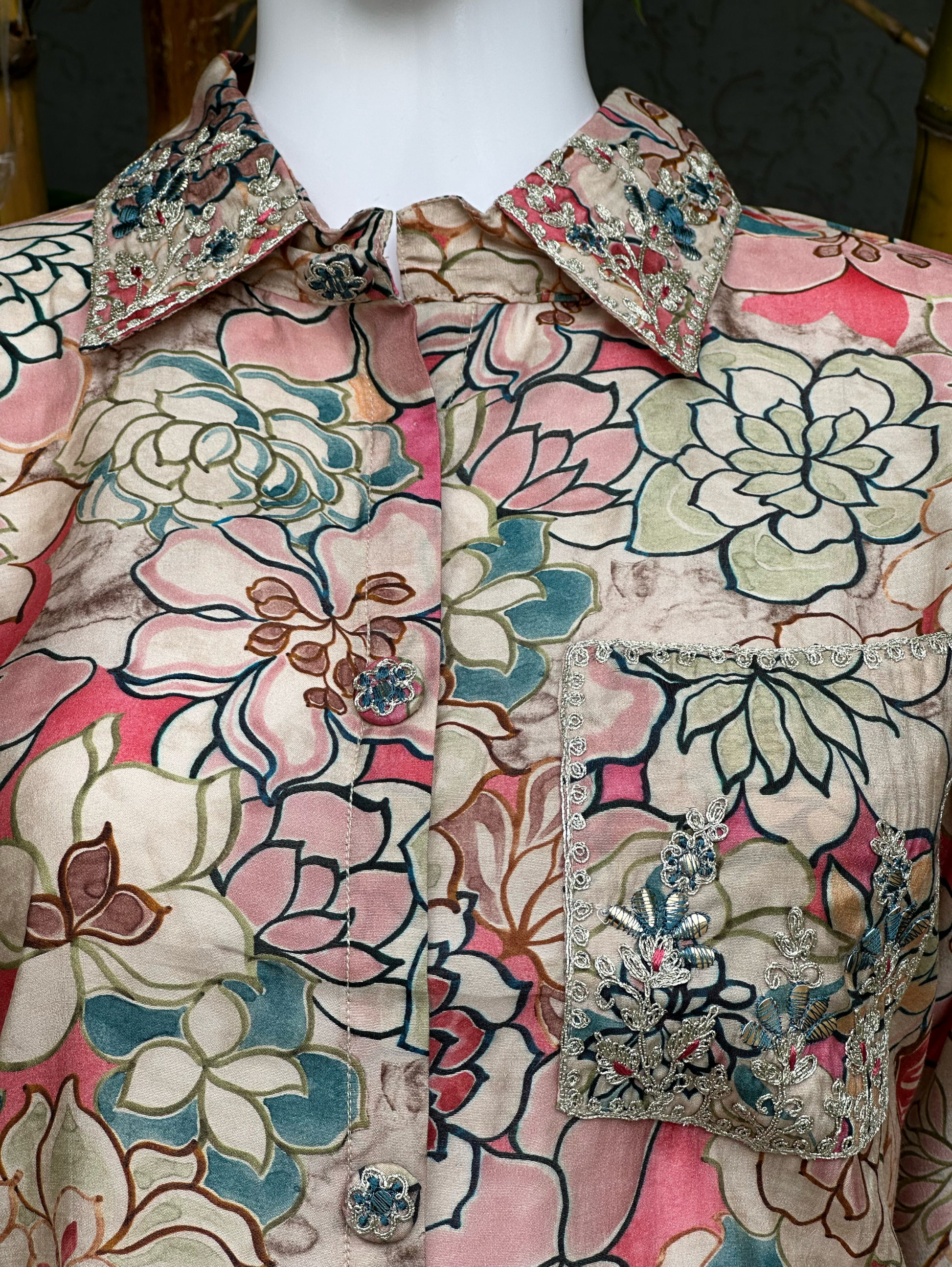 Muslin Collar & Pocket Embroidery Coords