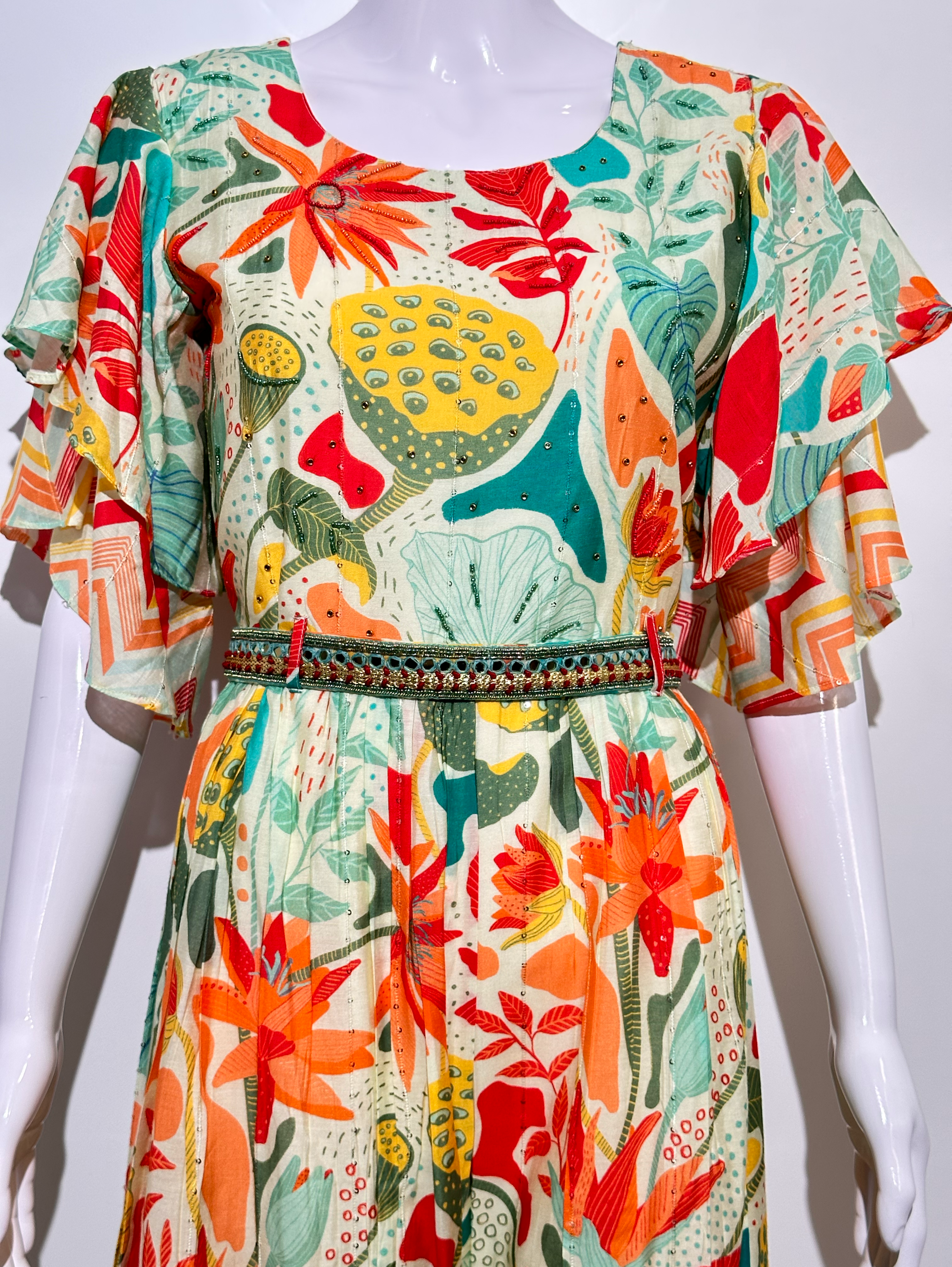 Image of Multicolor Muslin Jumpsuit with Sequence work