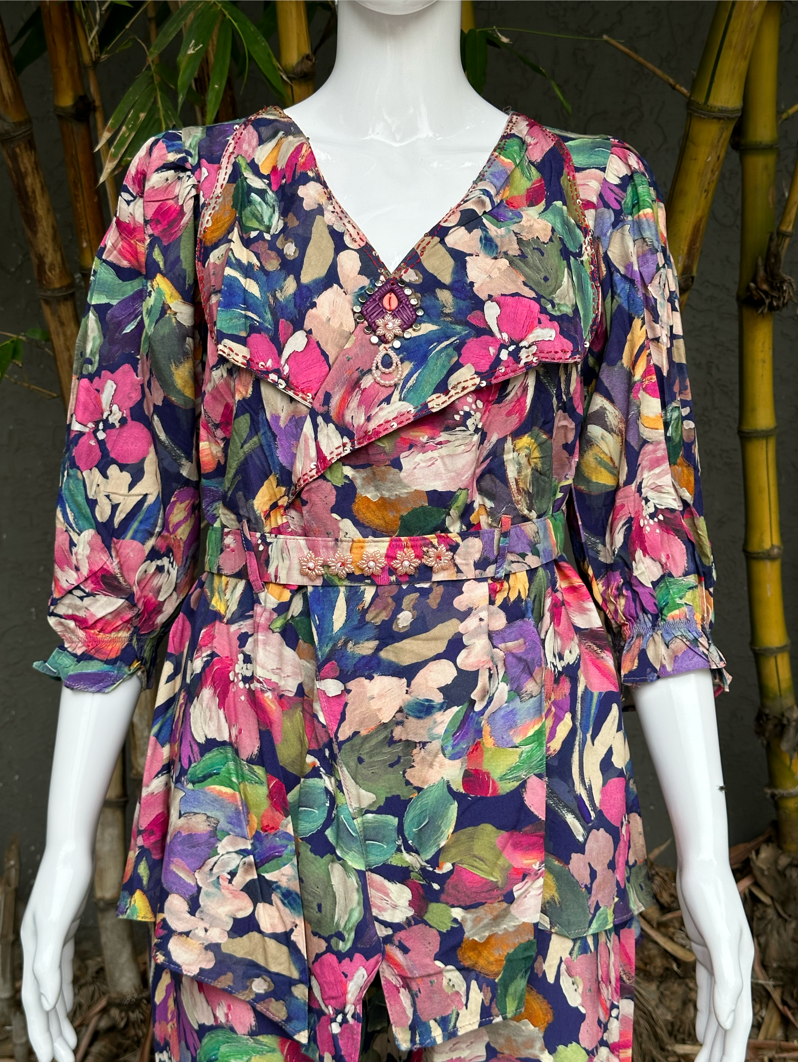Image of Rayon Print with Hand work Coords
