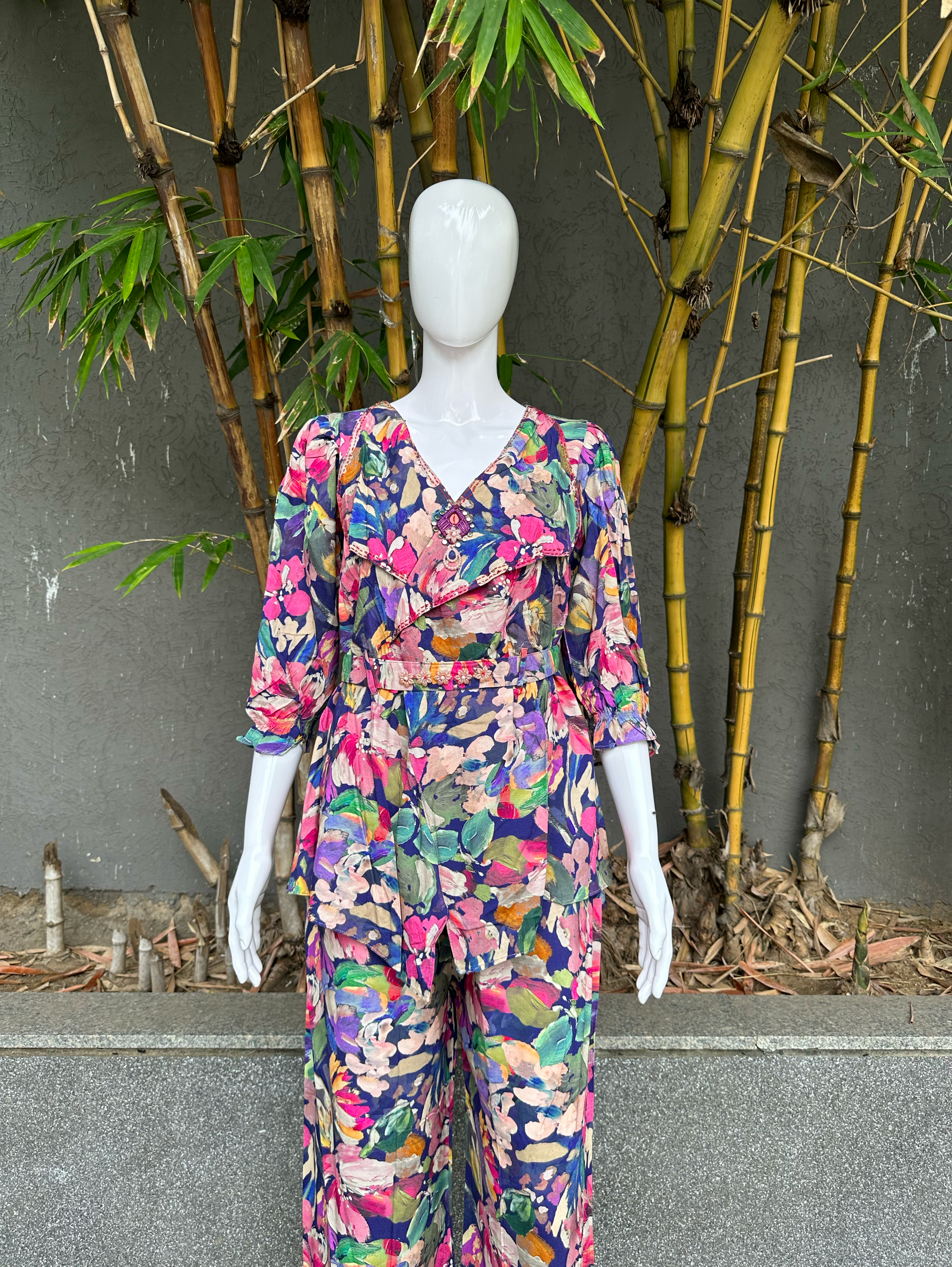 Image of Rayon Print with Hand work Coords