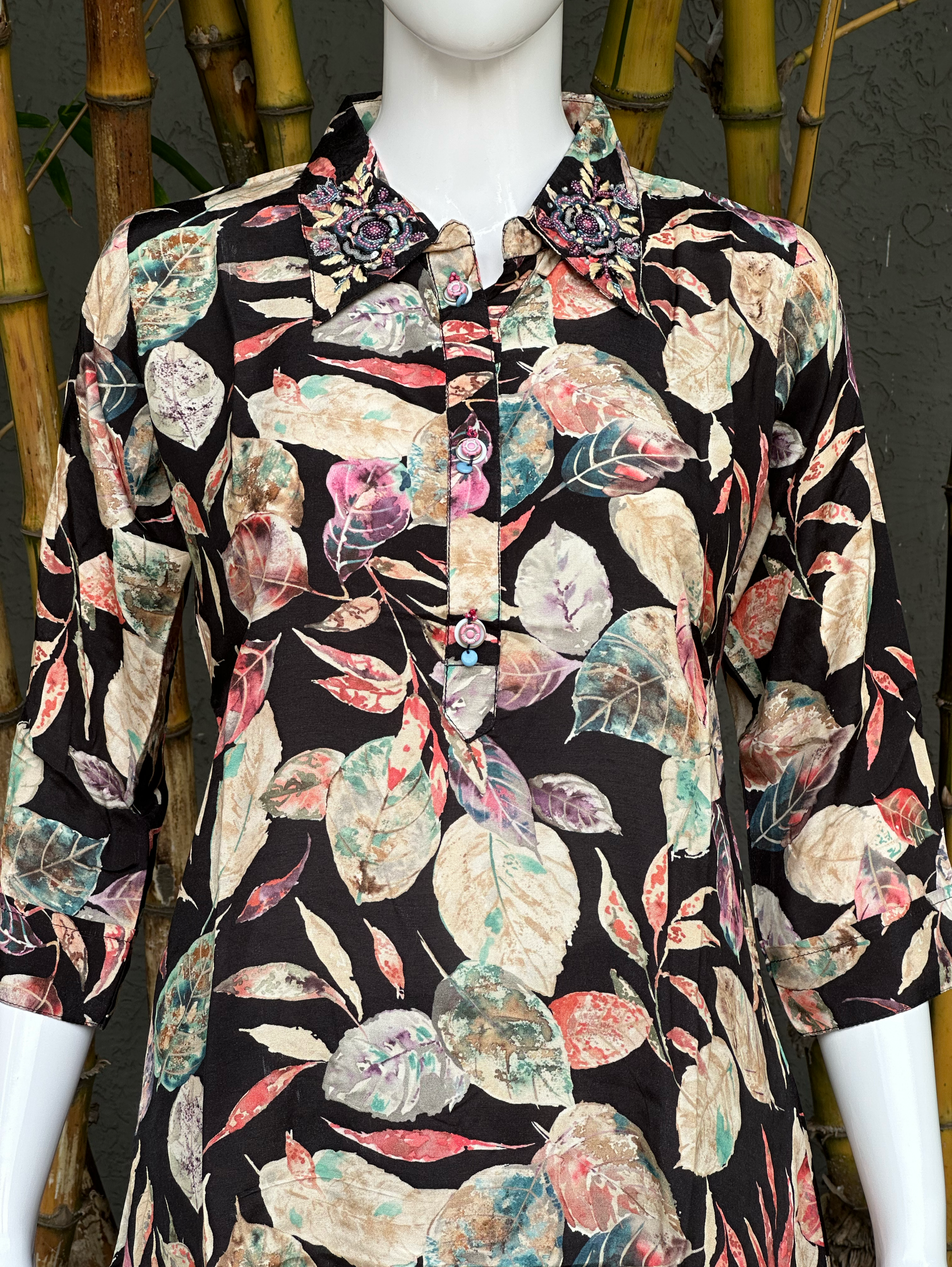 Image of Muslin with Collar Embroidery Coords