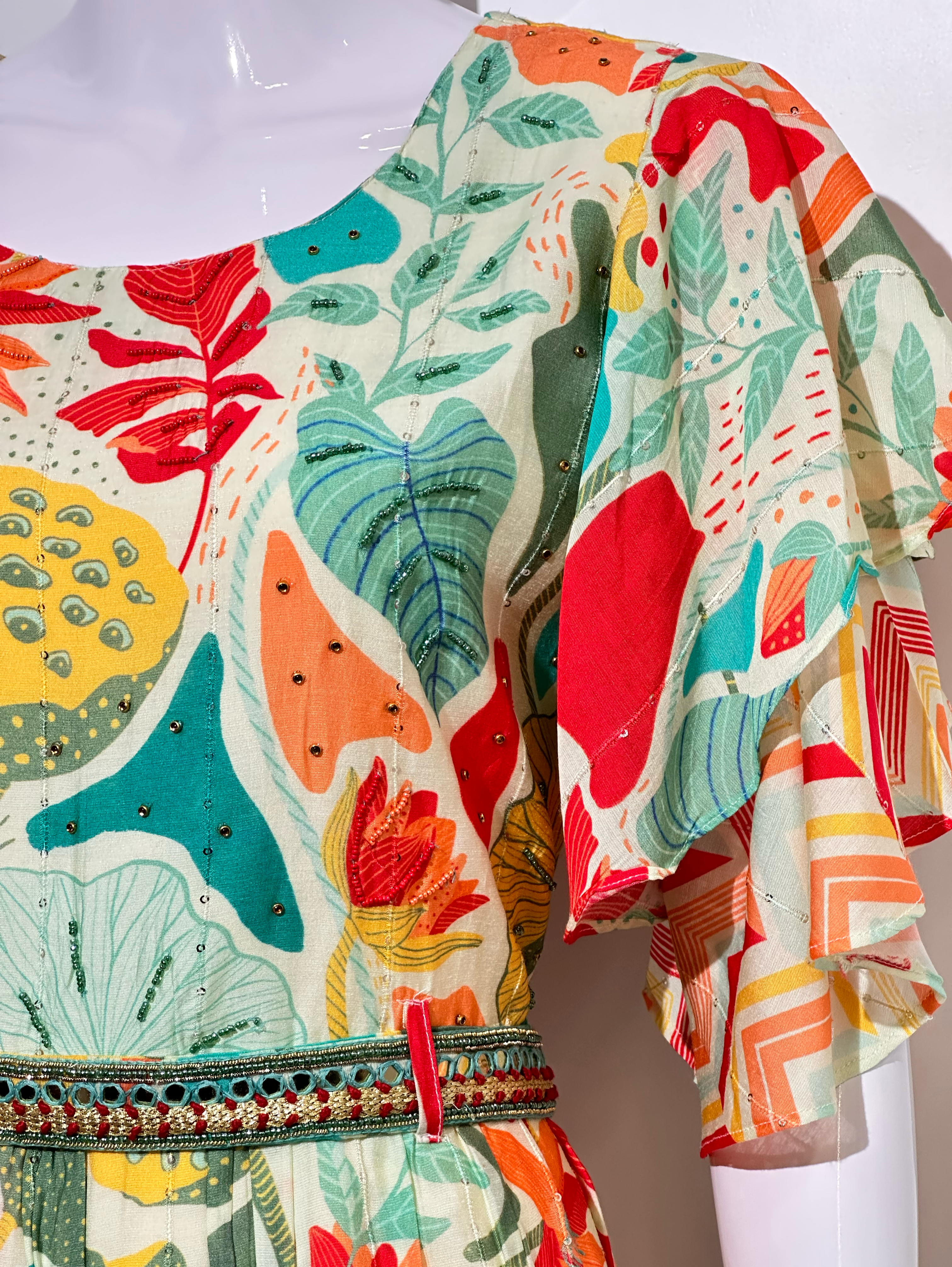 Image of Multicolor Muslin Jumpsuit with Sequence work