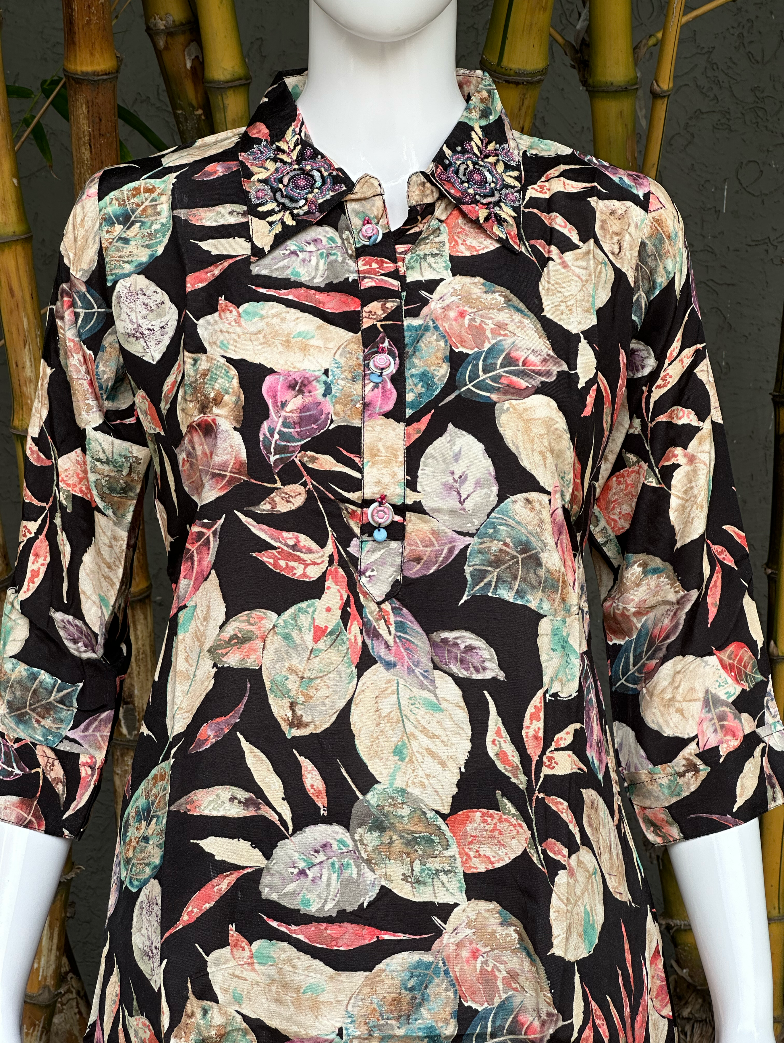 Muslin with Collar Embroidery Coords