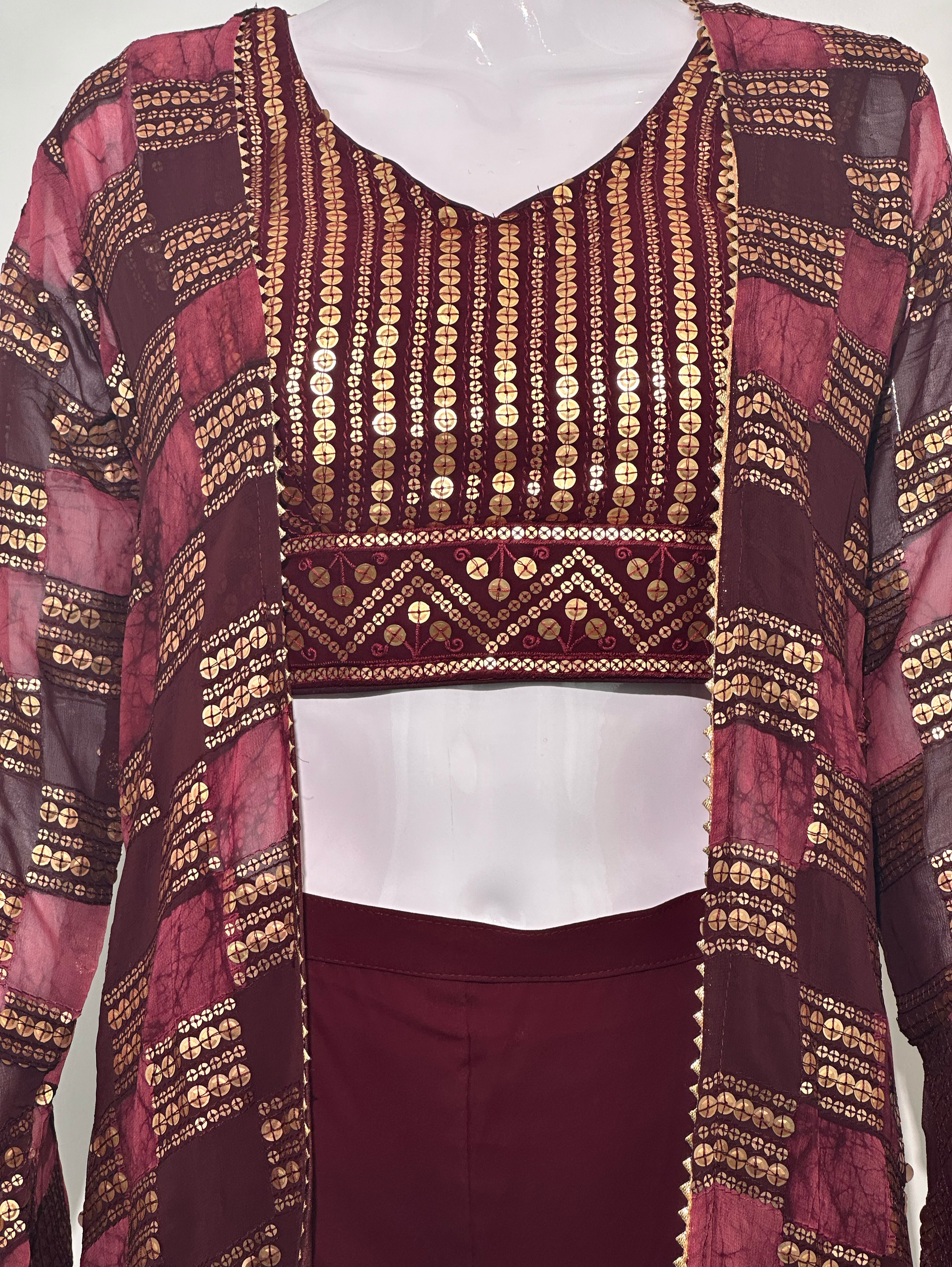 Red Georgette Three Piece Set