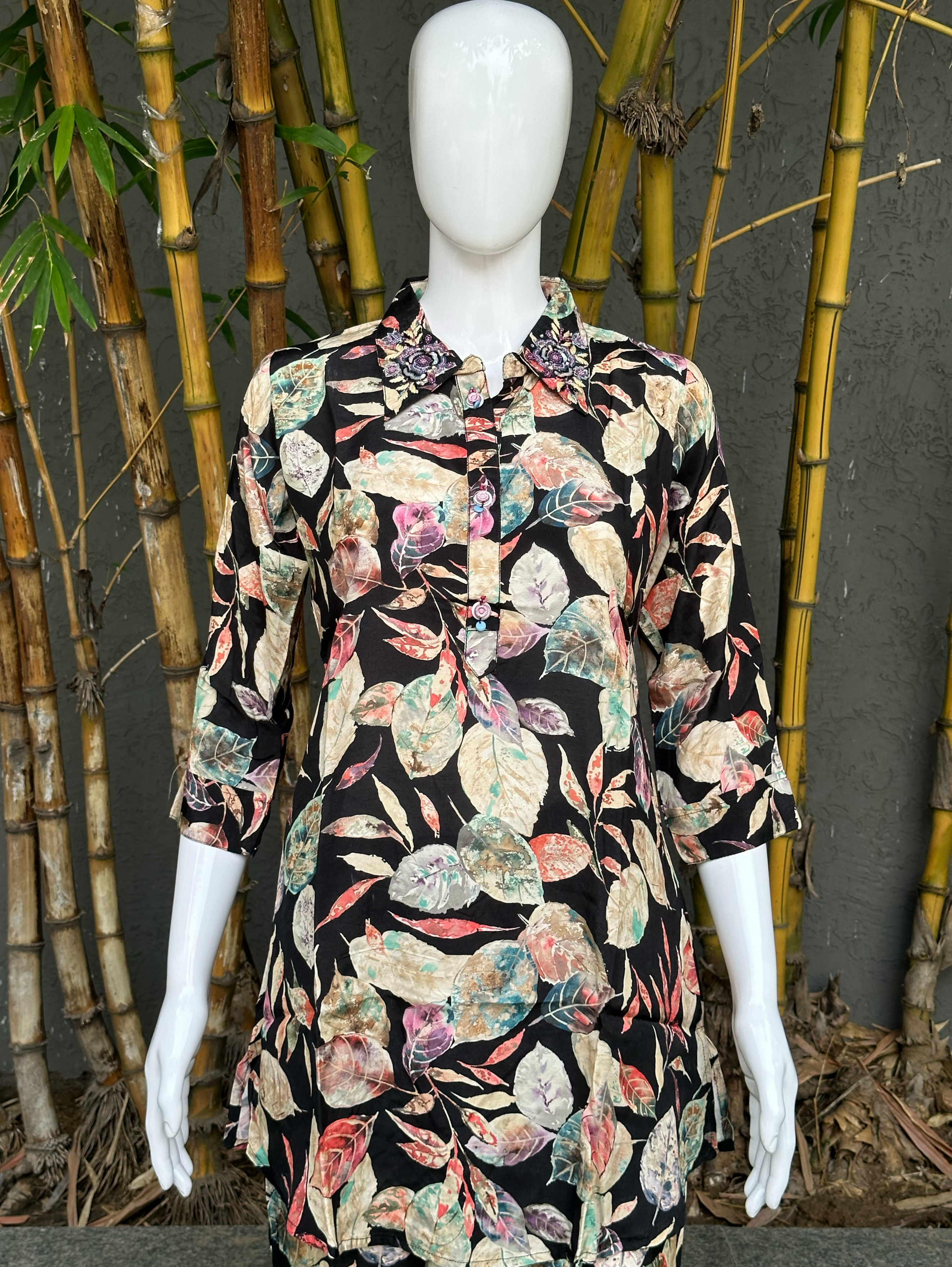 Muslin with Collar Embroidery Coords