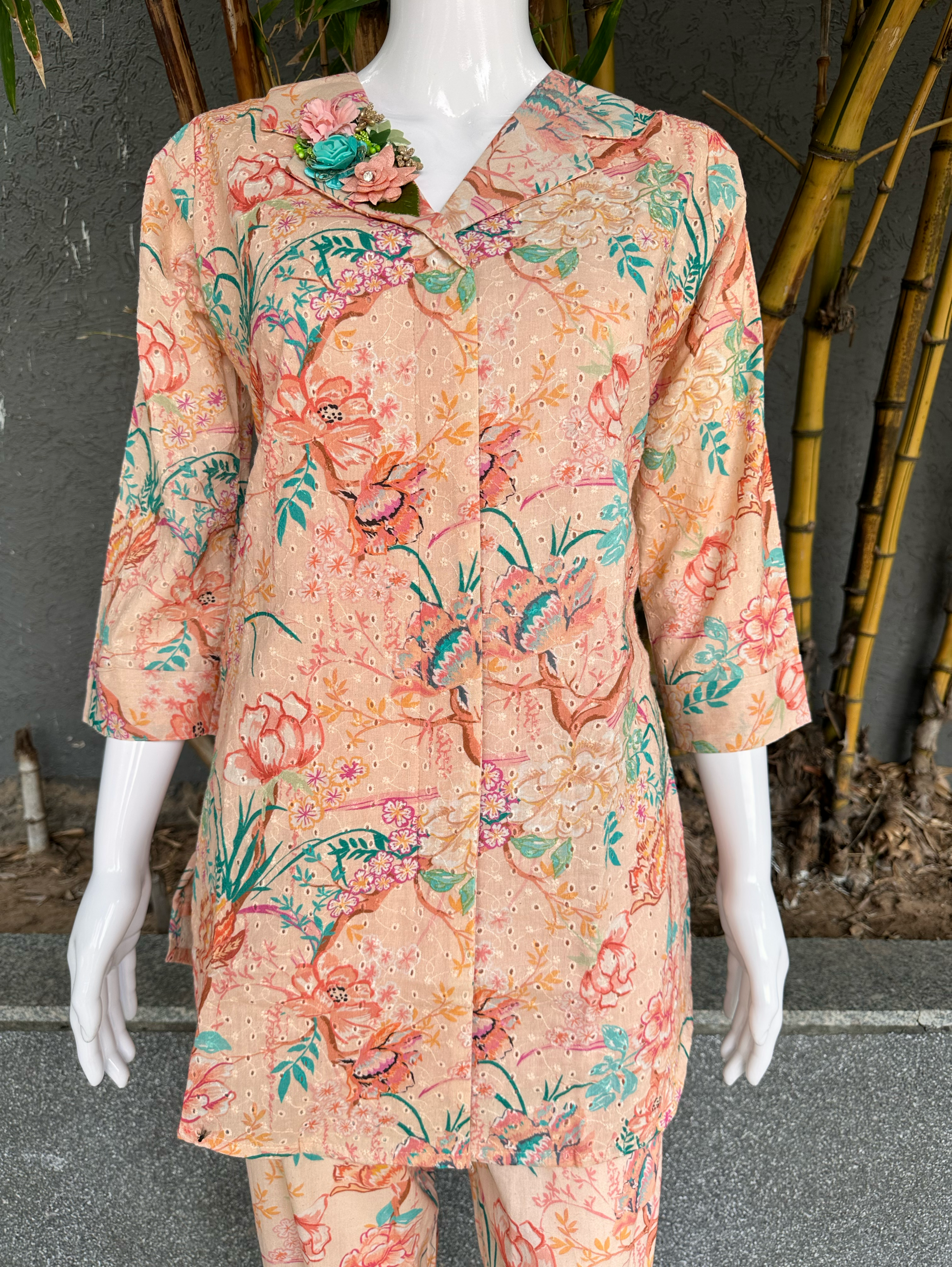Lucknowi Cotton One Side work