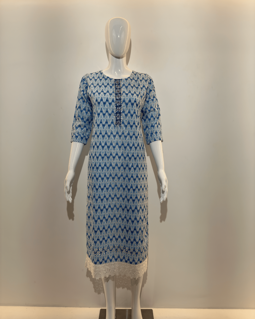 Image of Lucknowi work Cotton Straight Kurti