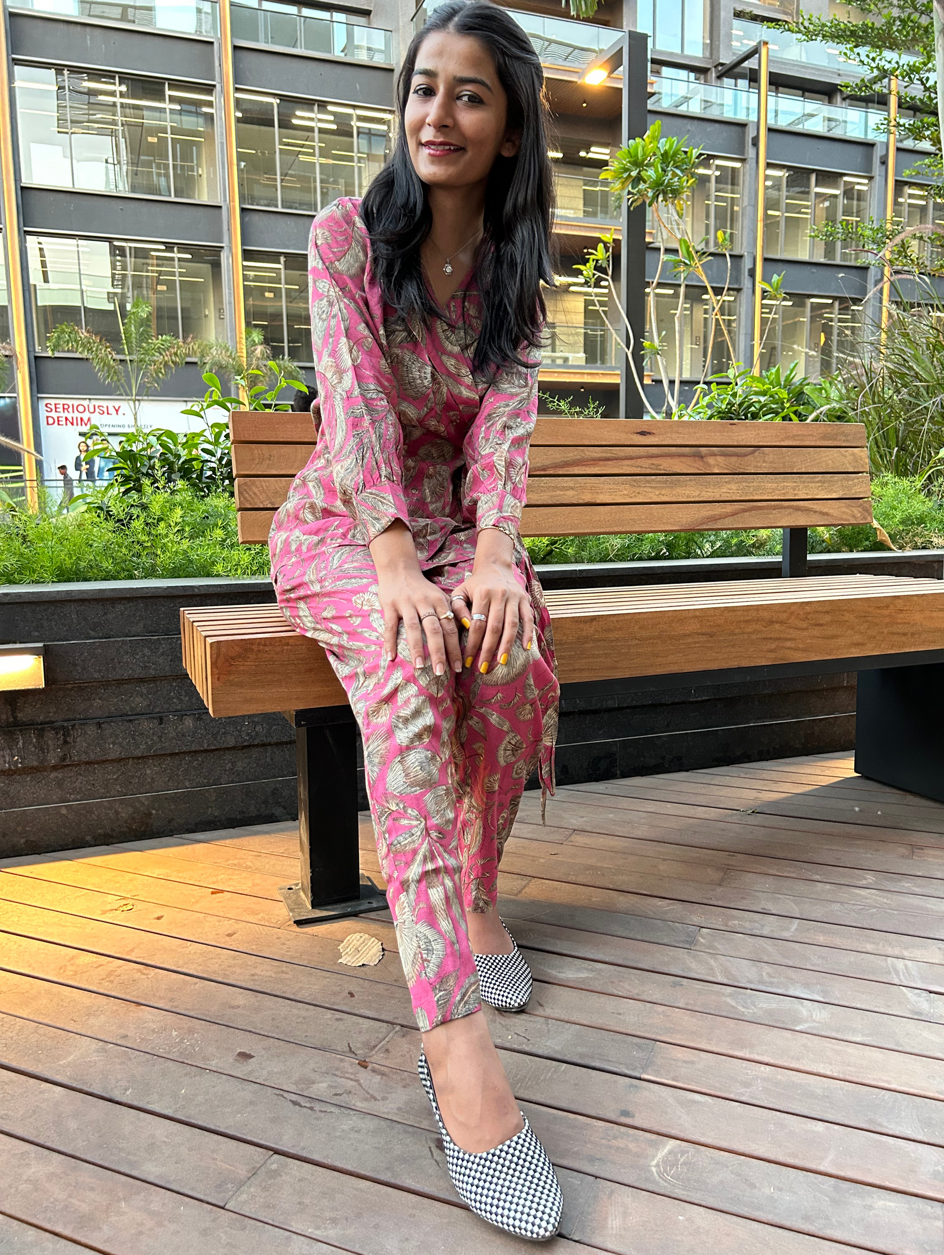 Angrakhaa Style Coord Set - Attached belt