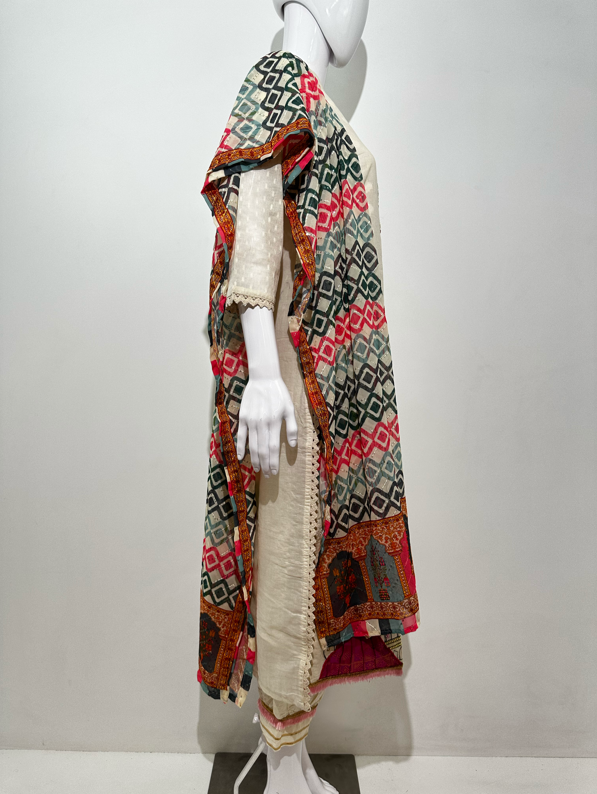 Afghani Style Daman Thread work  - 3 Piece