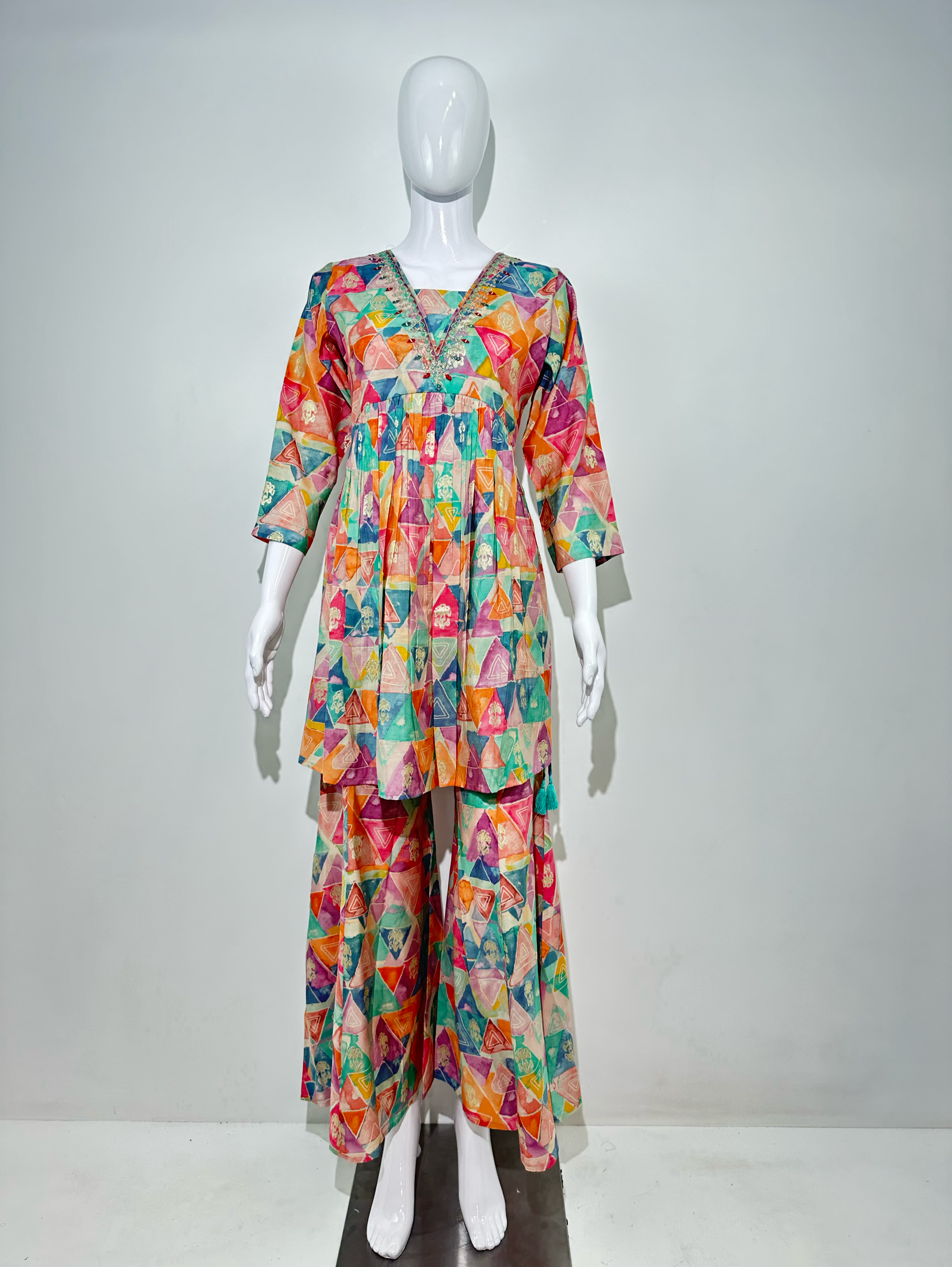 Bell Bottom Alia Cut Embroidery Coords