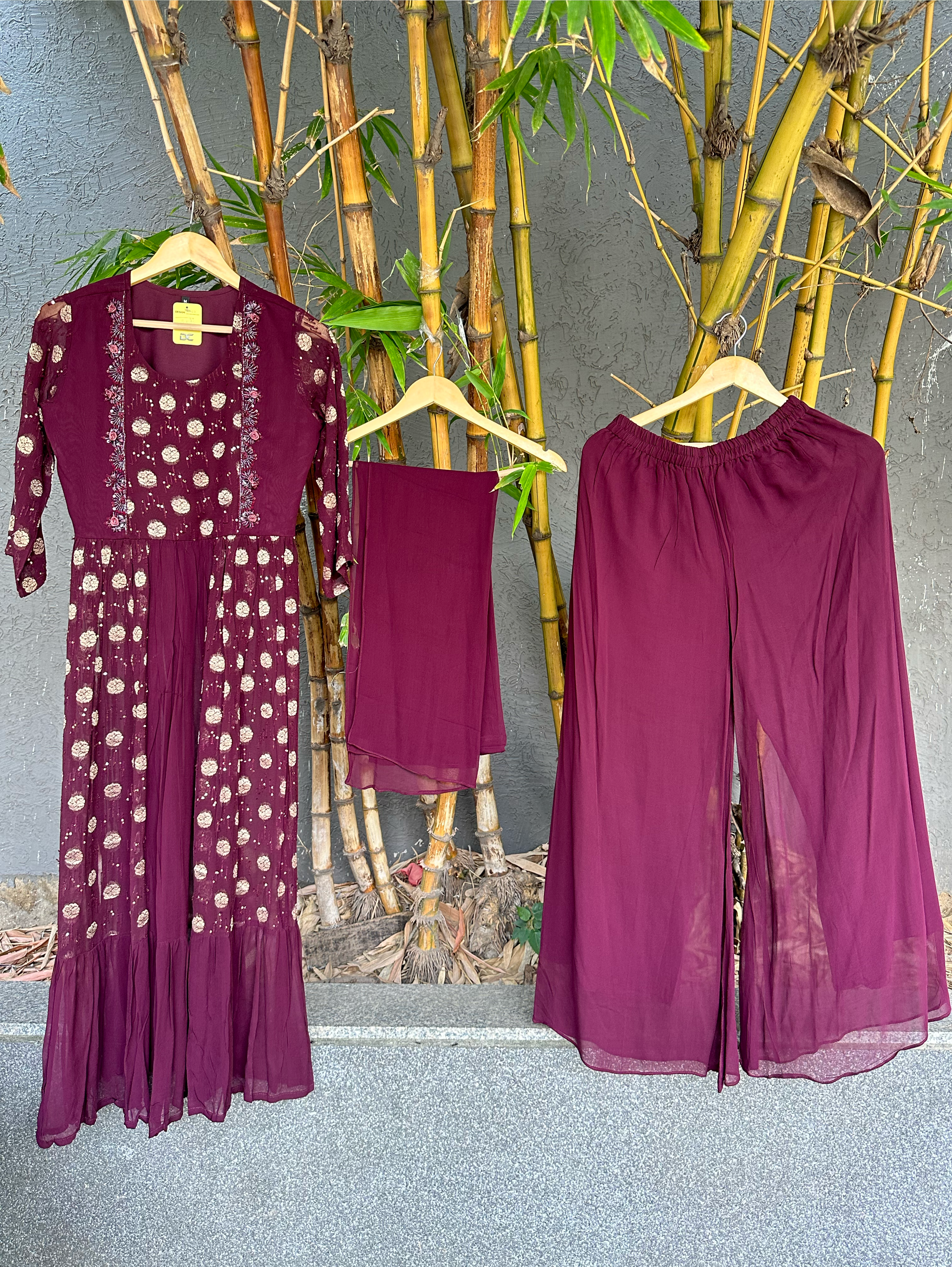 Image of Naira Style Georgette 3 piece Dress - Premium work