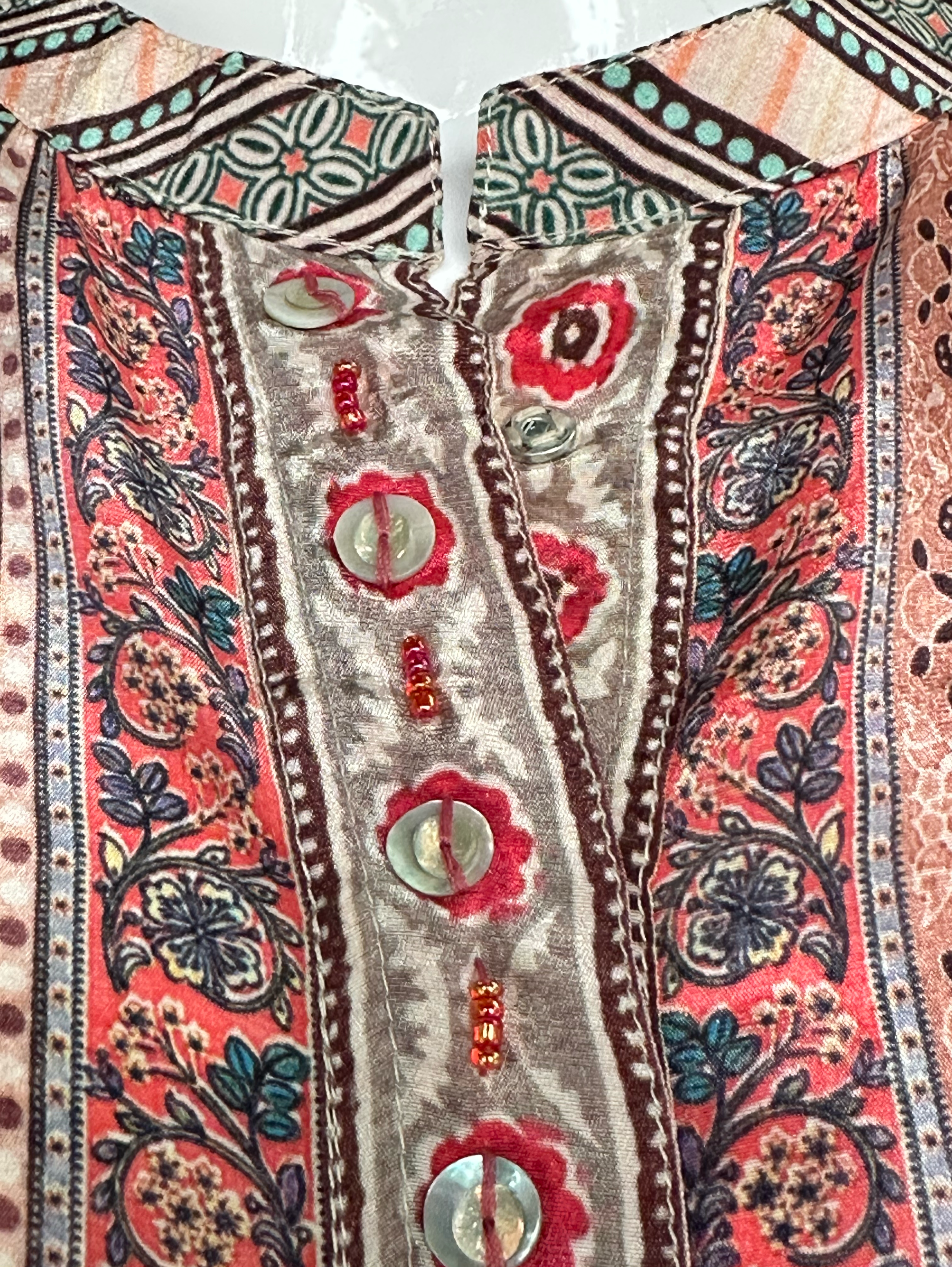 Image of Muslin Print Tunics with Stand Patti Embroidery work