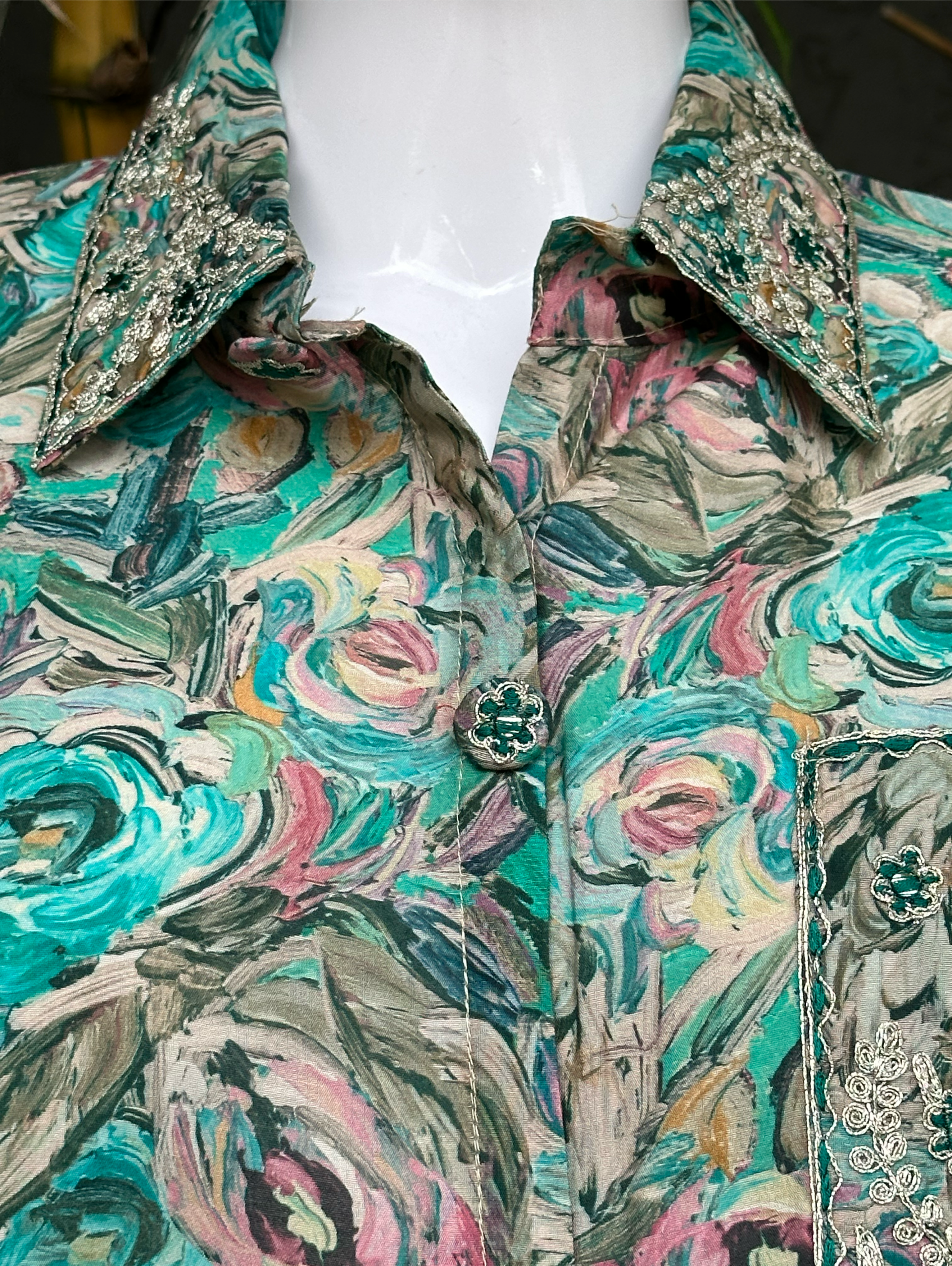 Image of Muslin with Complete Embroidery work