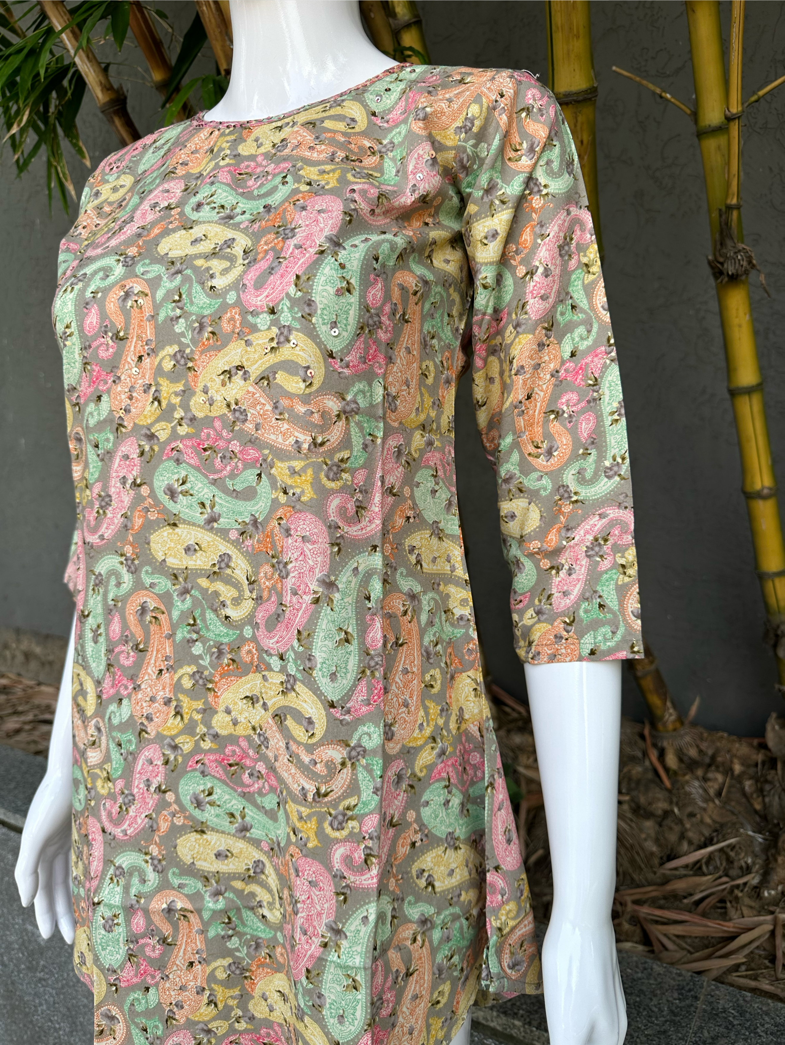 Image of Rayon Print with Sequence work Tunic
