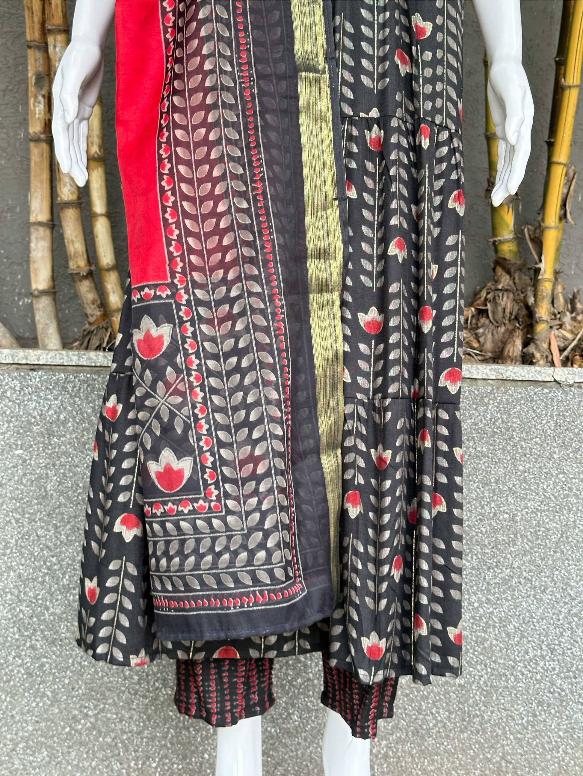 Rayon with Mirror work Kurti Set - With Belt