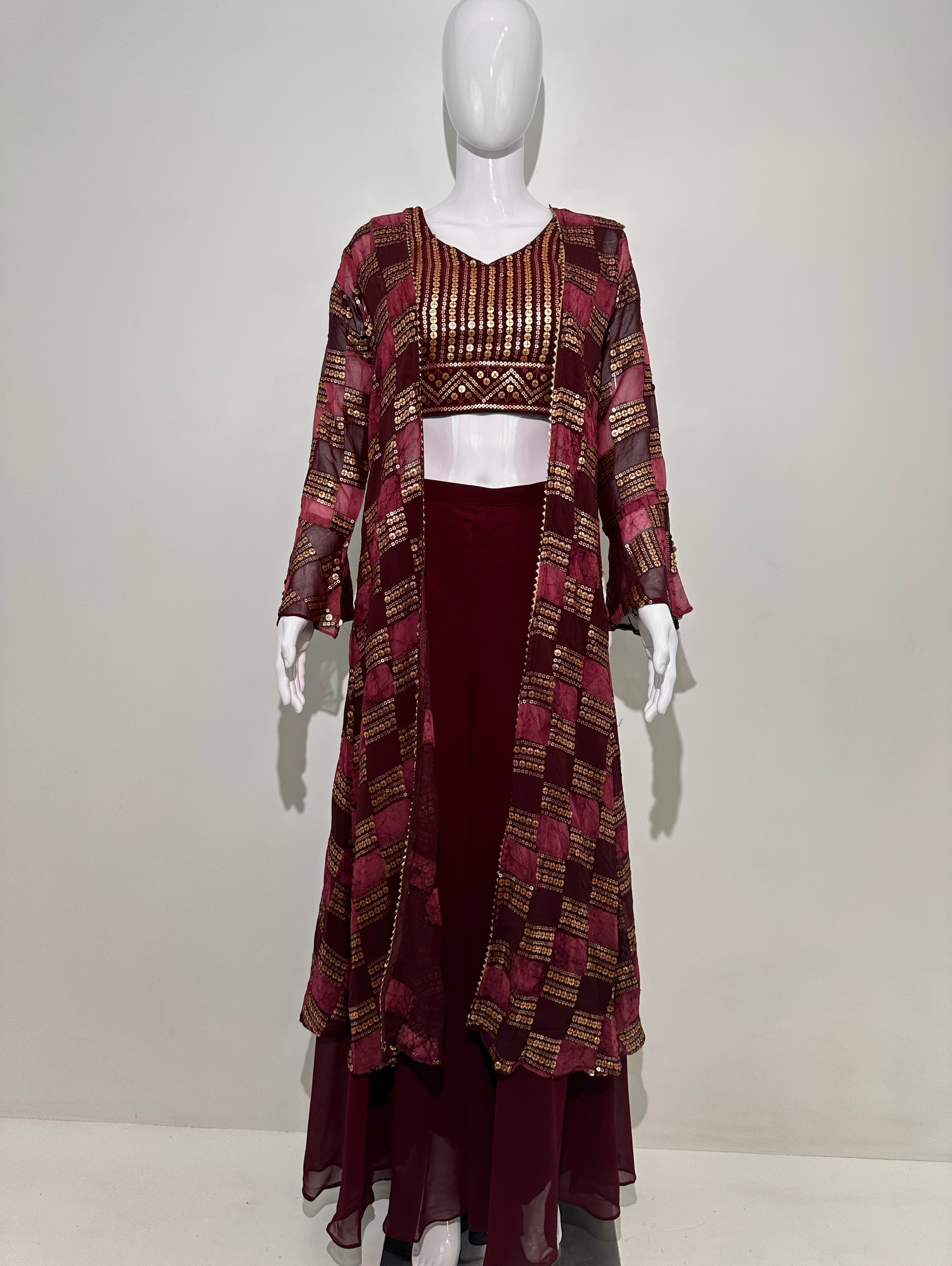 Red Georgette Three Piece Set