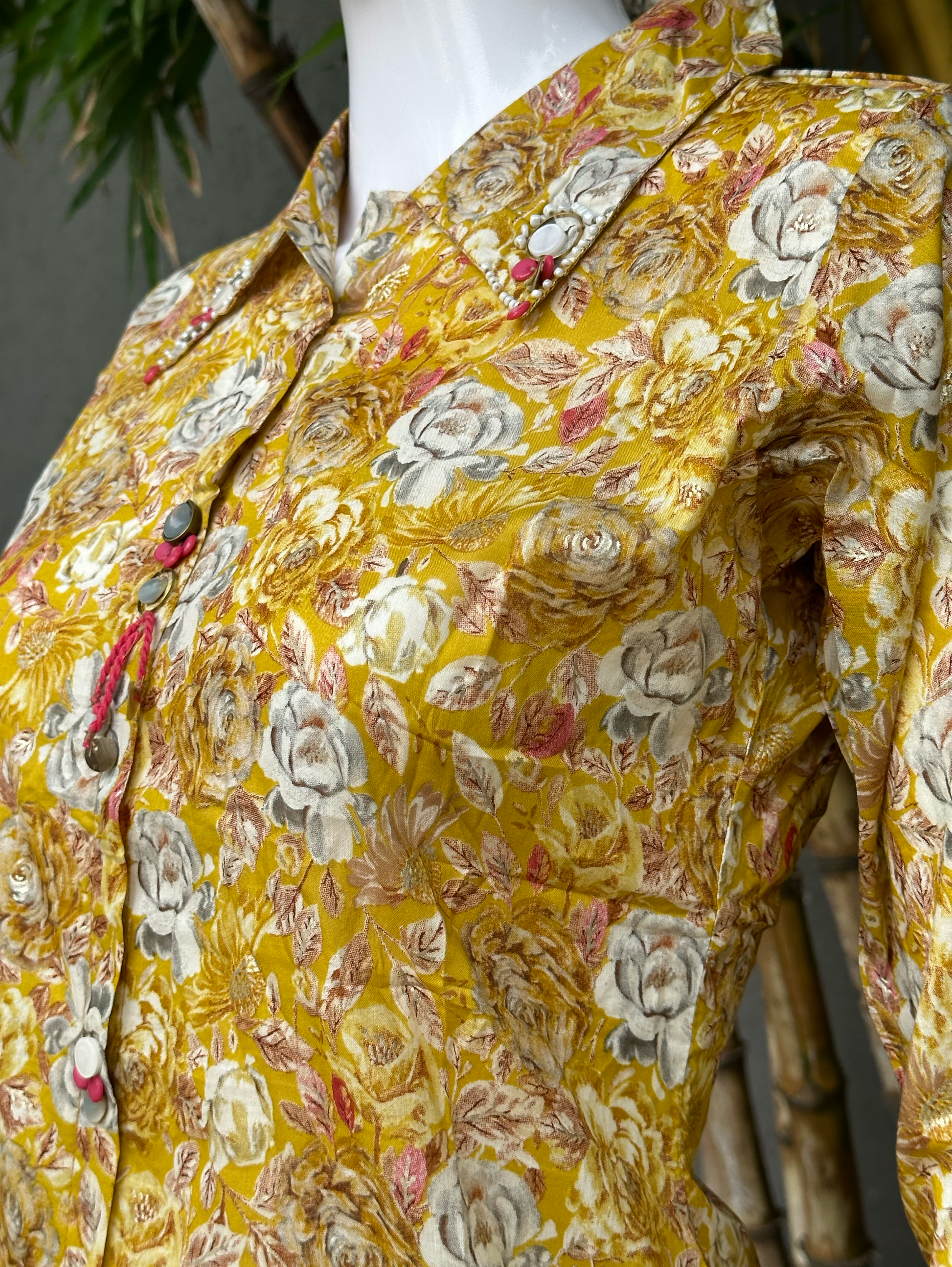 Muslin with Collar and Button work Coords