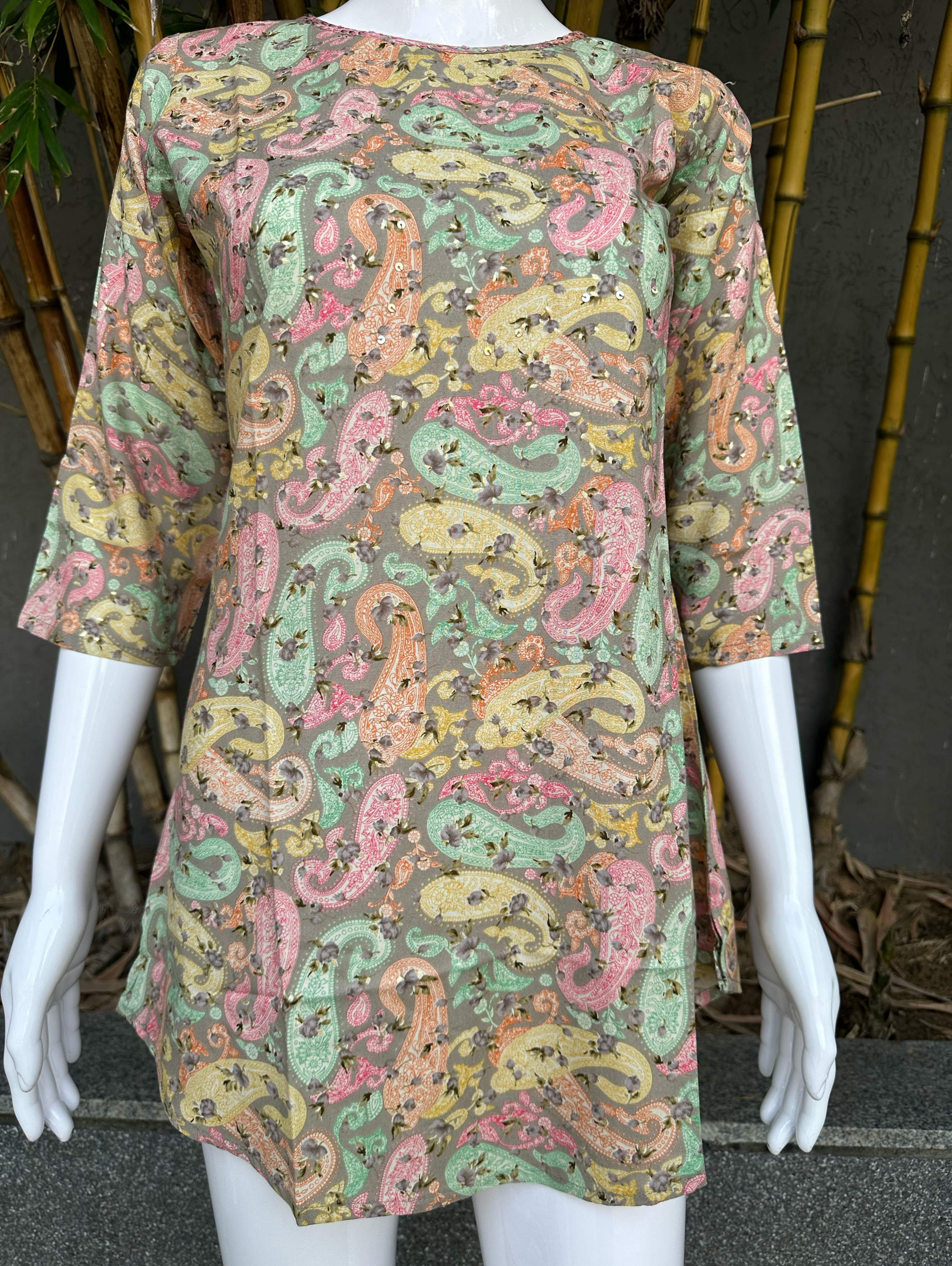 Image of Rayon Print with Sequence work Tunic
