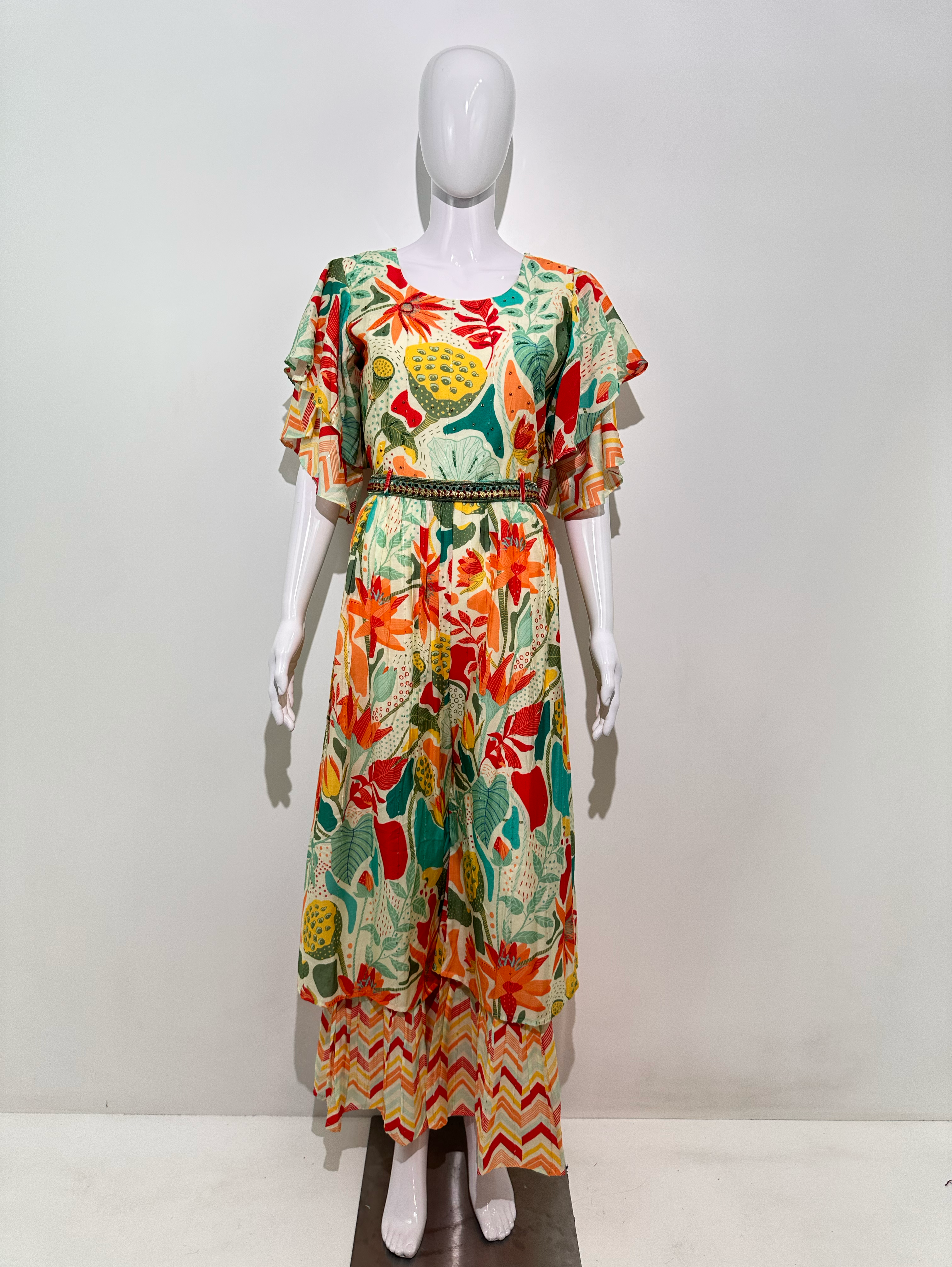 Image of Multicolor Muslin Jumpsuit with Sequence work