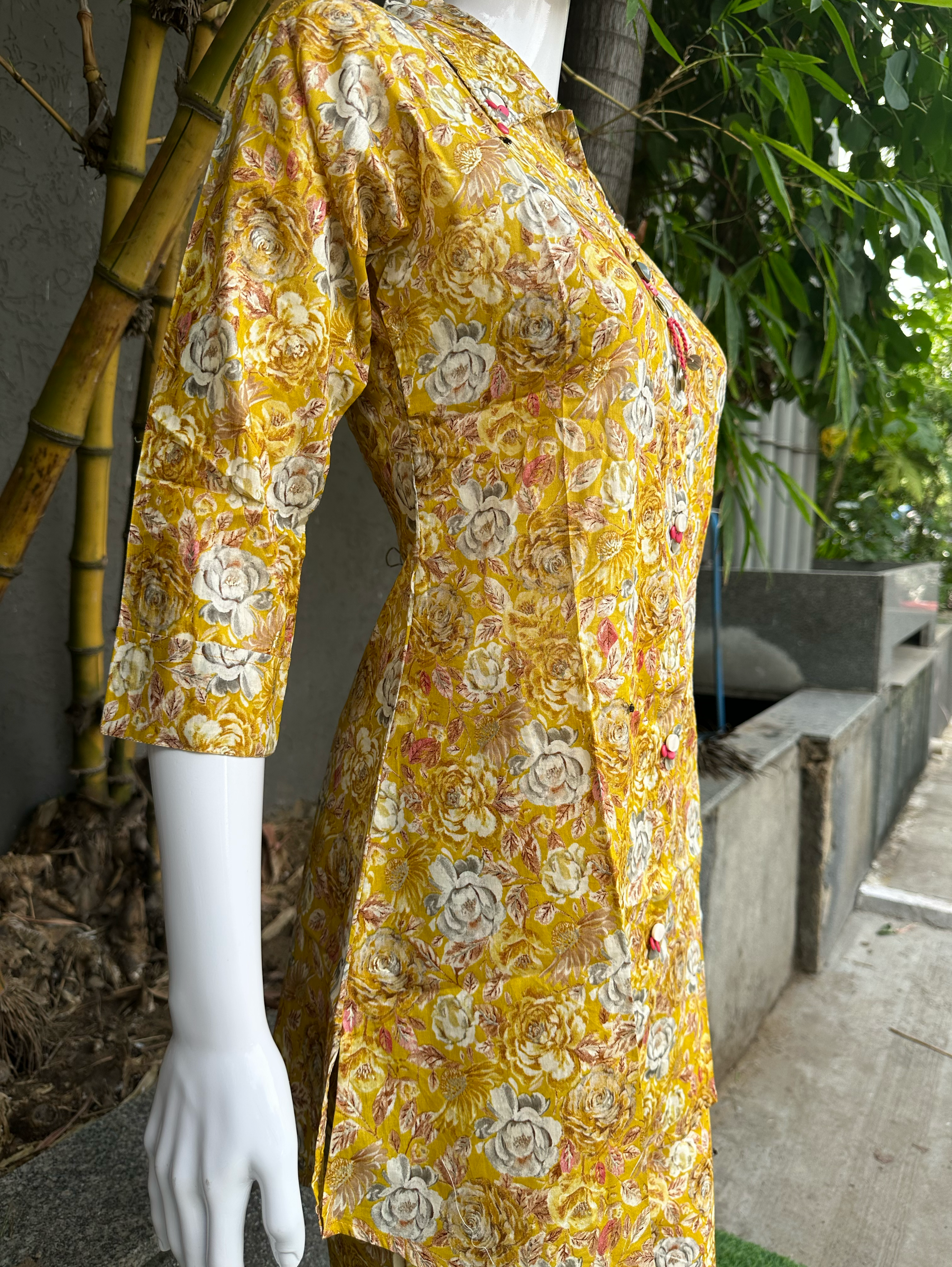 Image of Muslin with Collar and Button work Coords