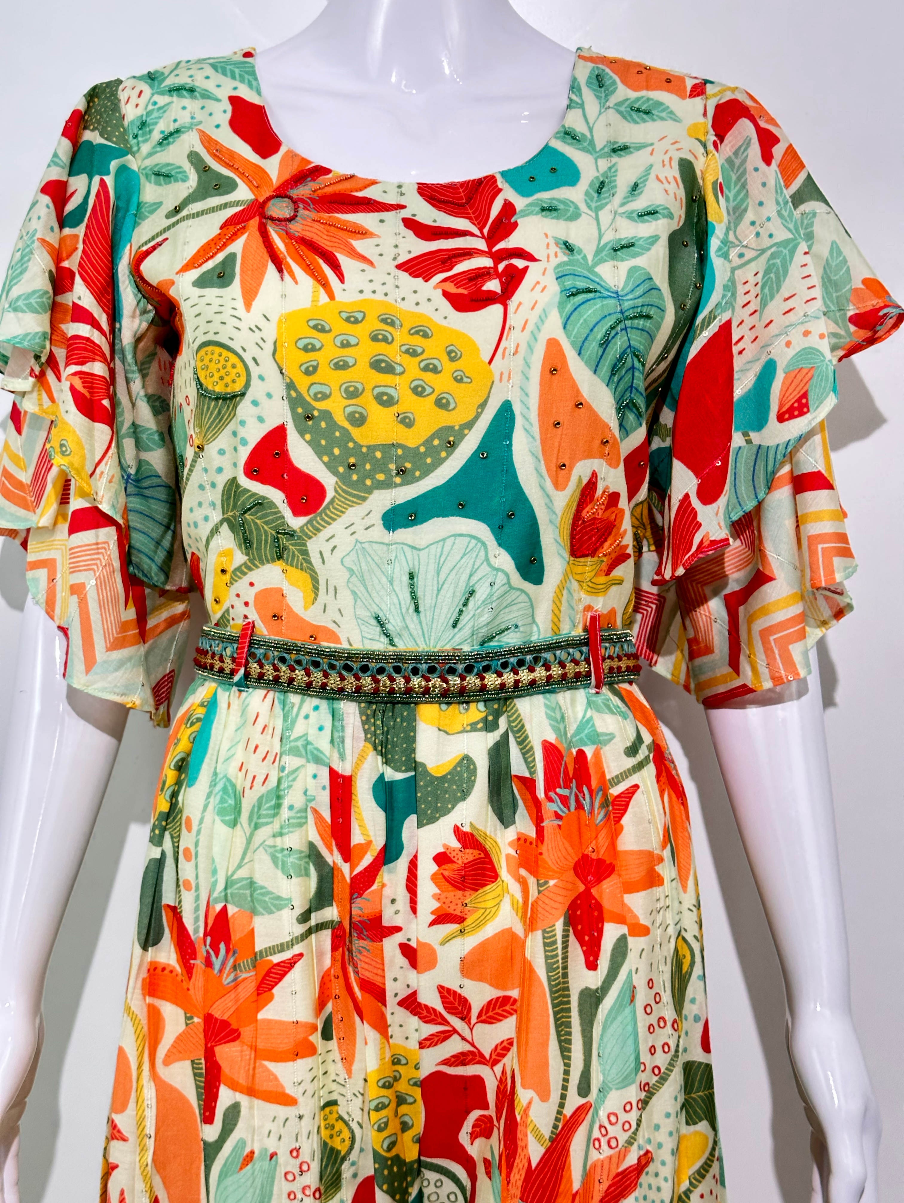 Image of Multicolor Muslin Jumpsuit with Sequence work