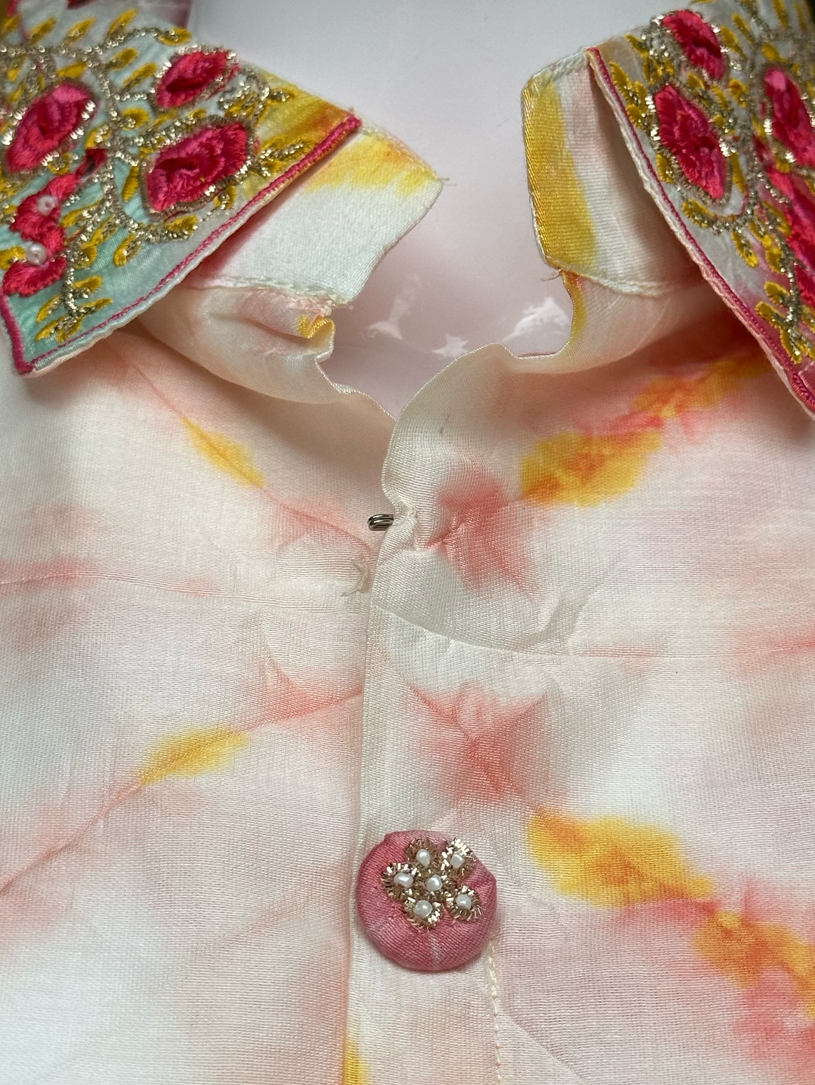 Image of Muslin Silk Collar Embroidery Coords - Tie Dye