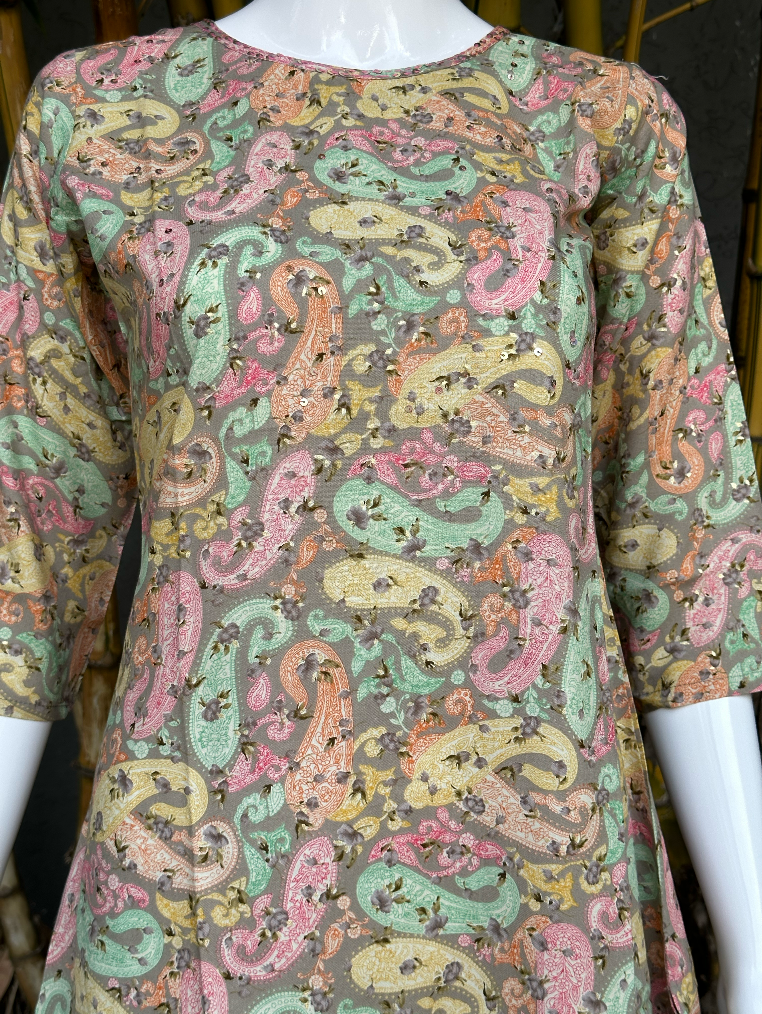 Image of Rayon Print with Sequence work Tunic