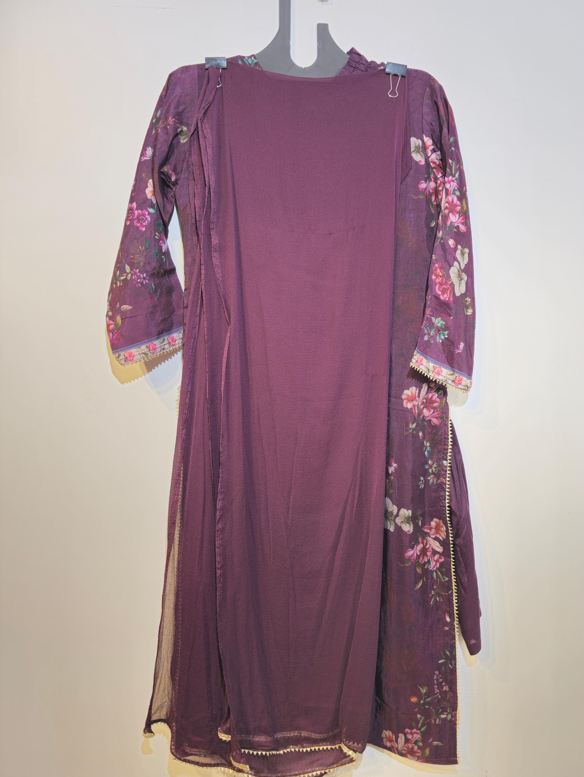 Pure Chinnon Kurti Set - 3 Piece