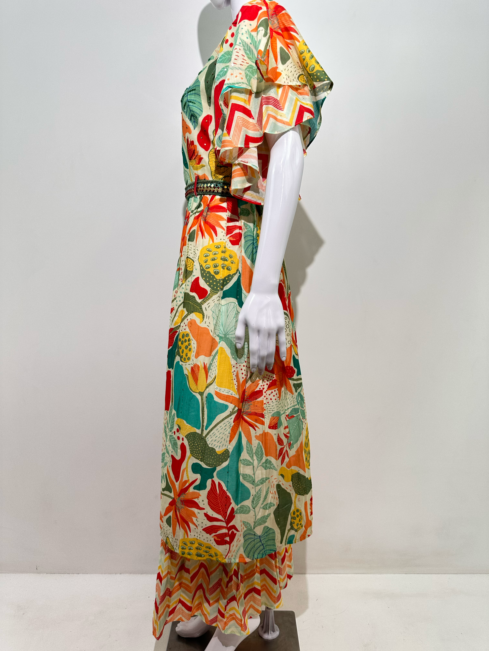 Multicolor Muslin Jumpsuit with Sequence work