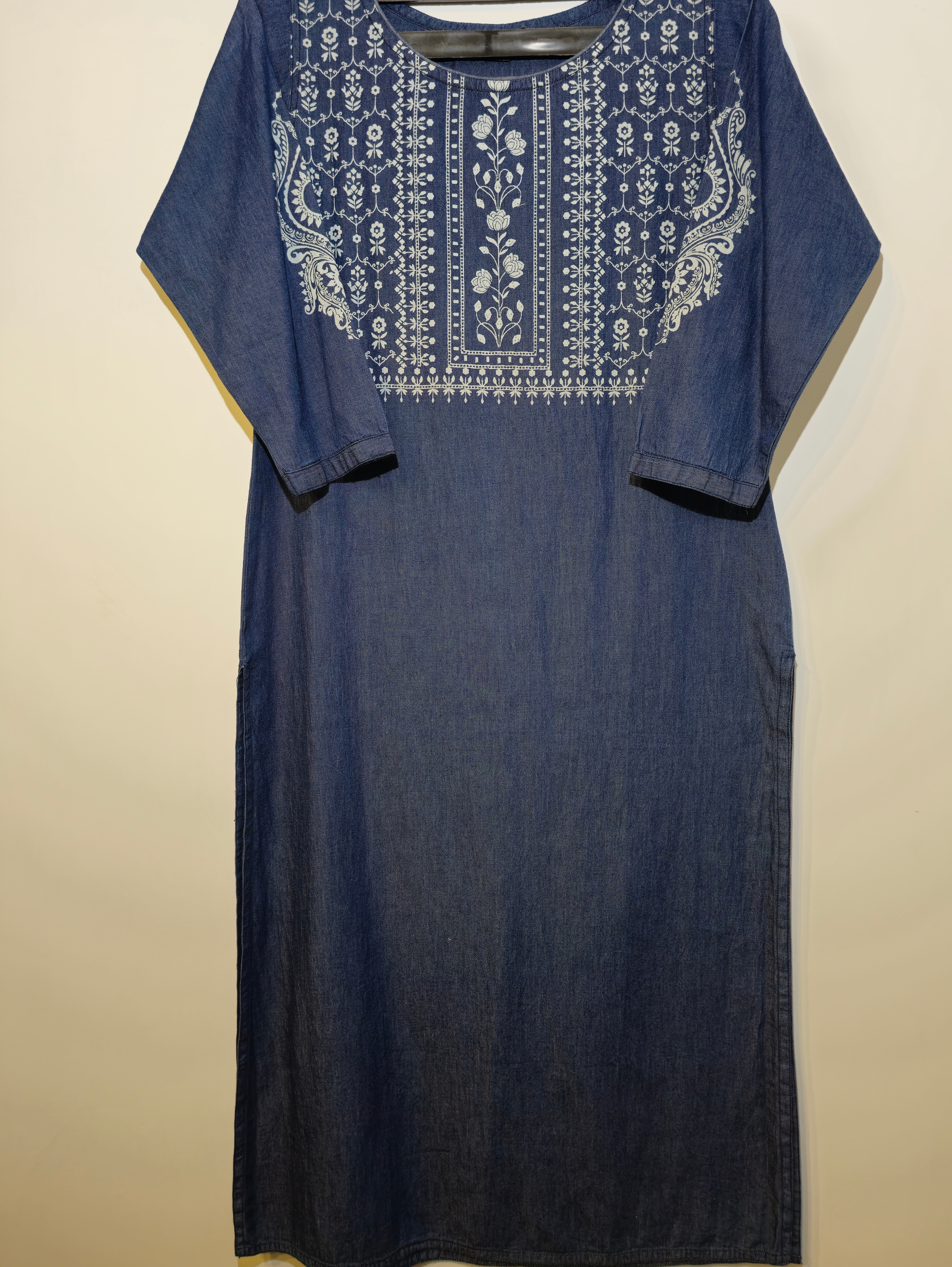 Image of Designer Denim Straight Kurti