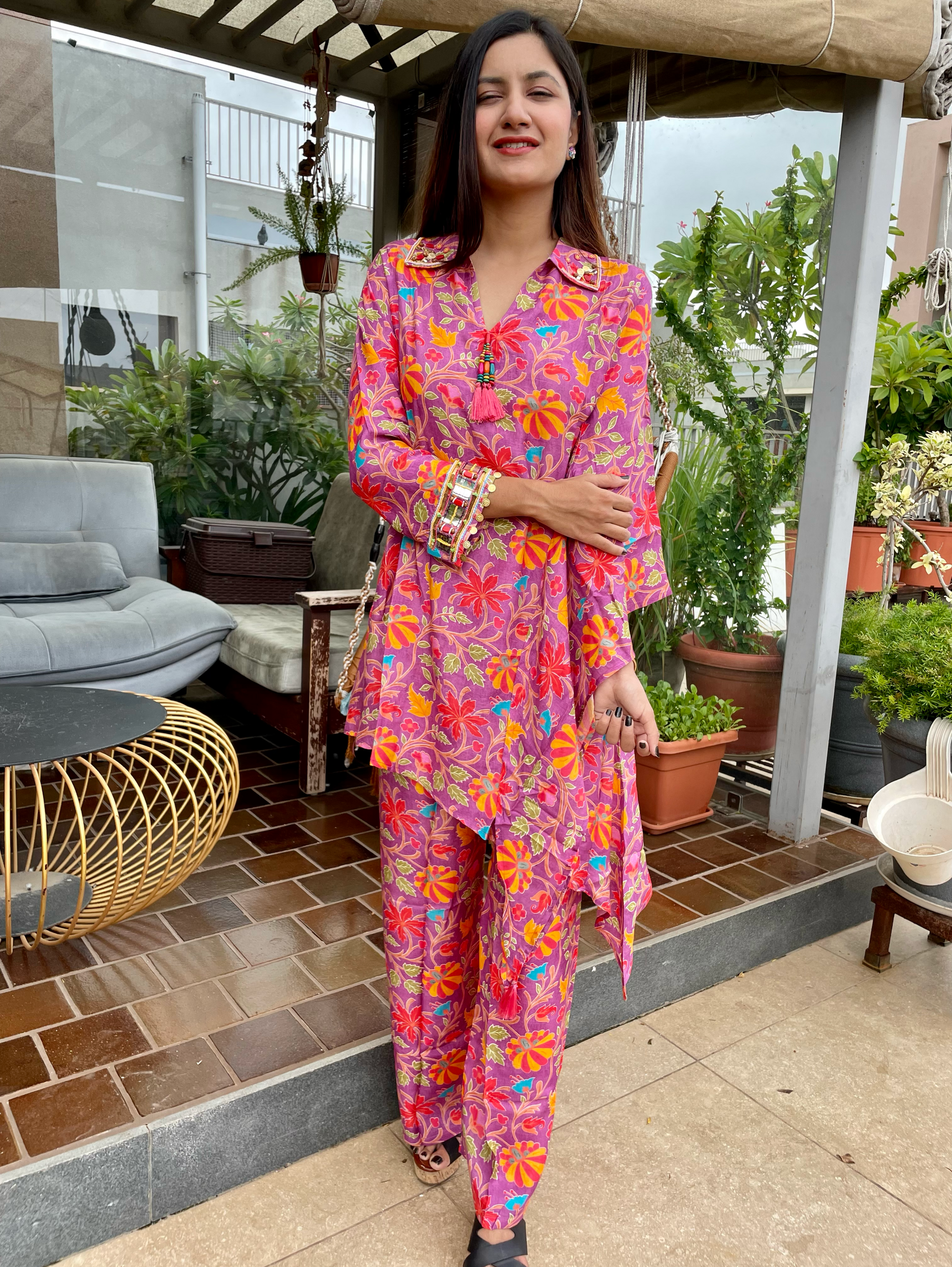 Designer Muslin Coord Set with Work