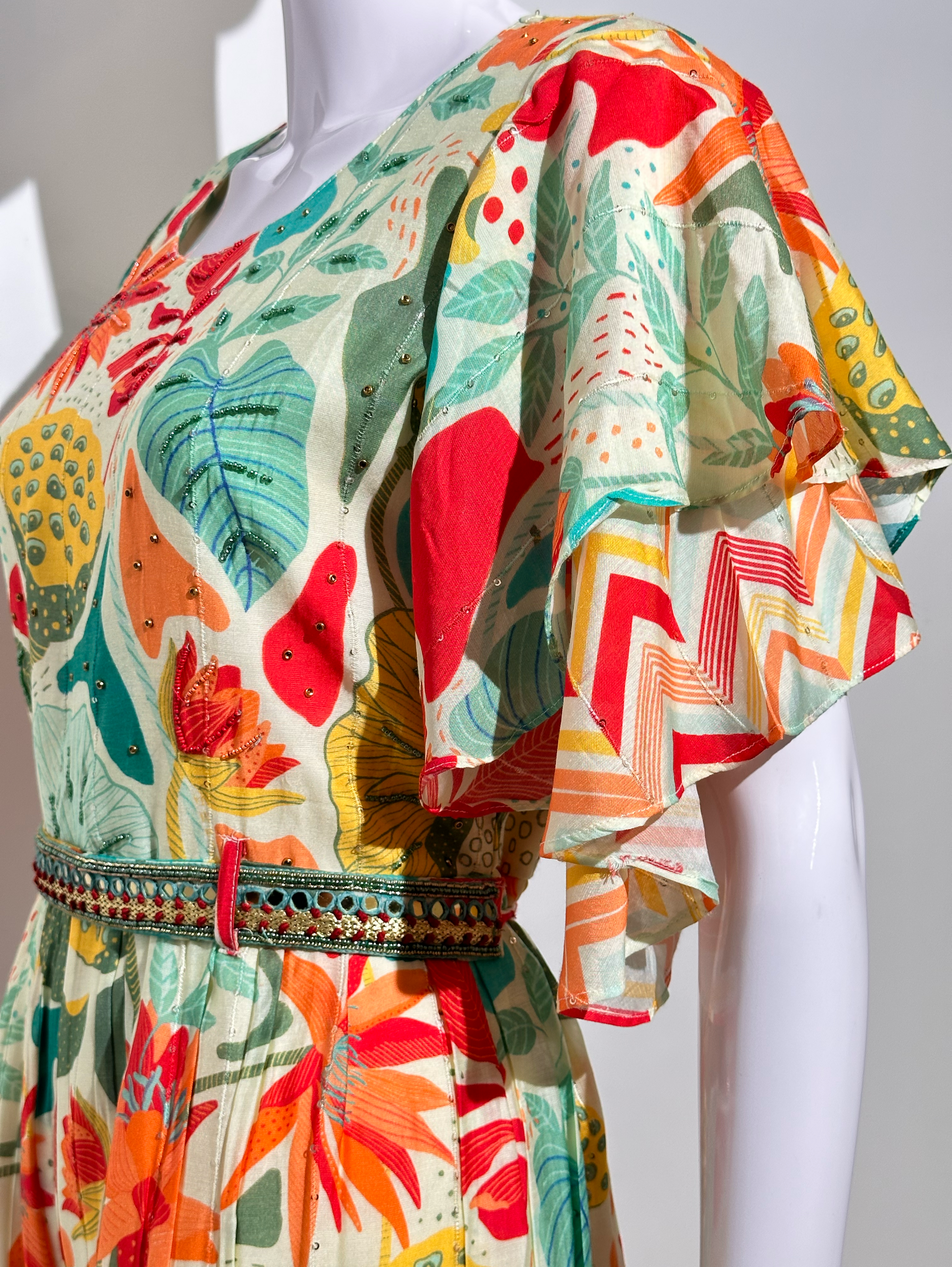 Multicolor Muslin Jumpsuit with Sequence work