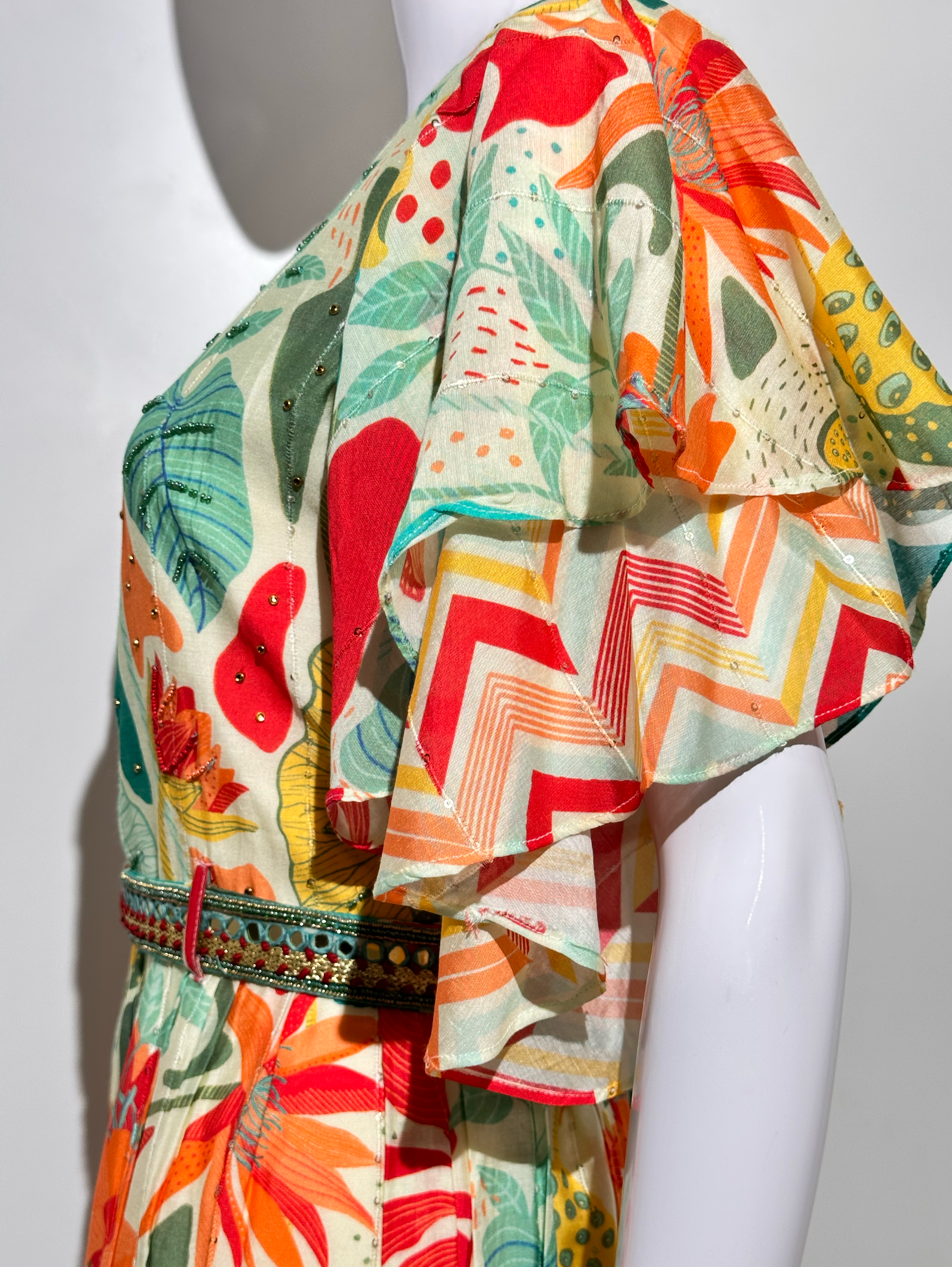 Image of Multicolor Muslin Jumpsuit with Sequence work