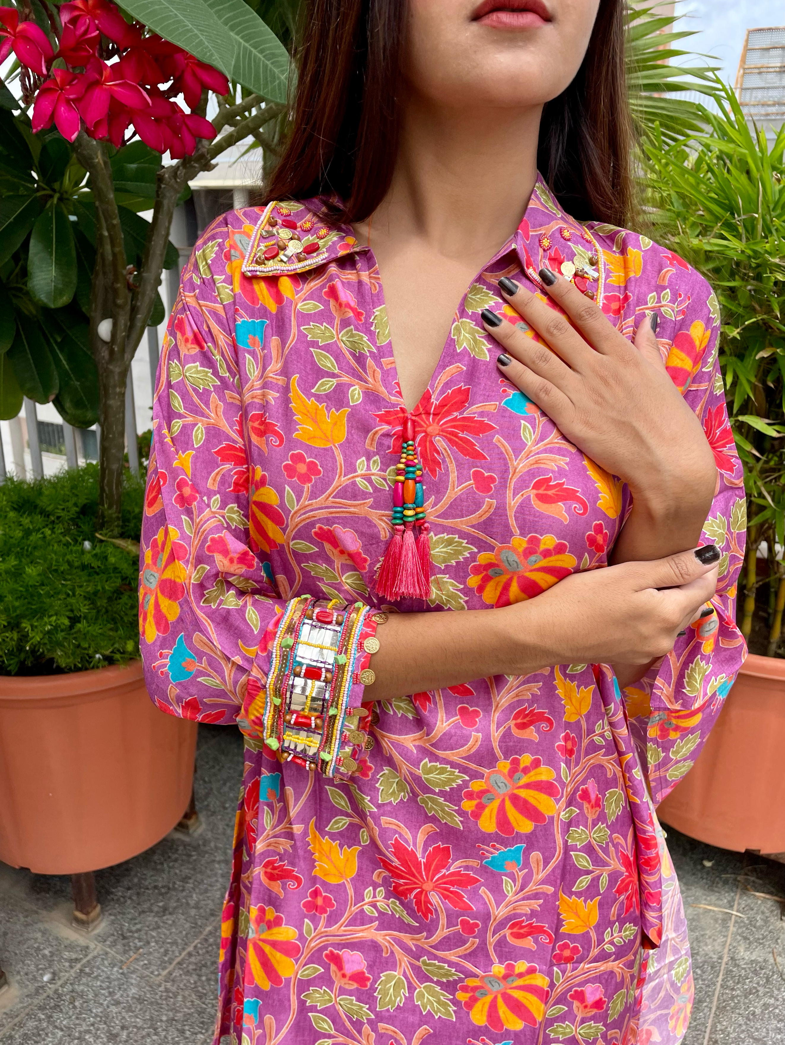 Designer Muslin Coord Set with Work