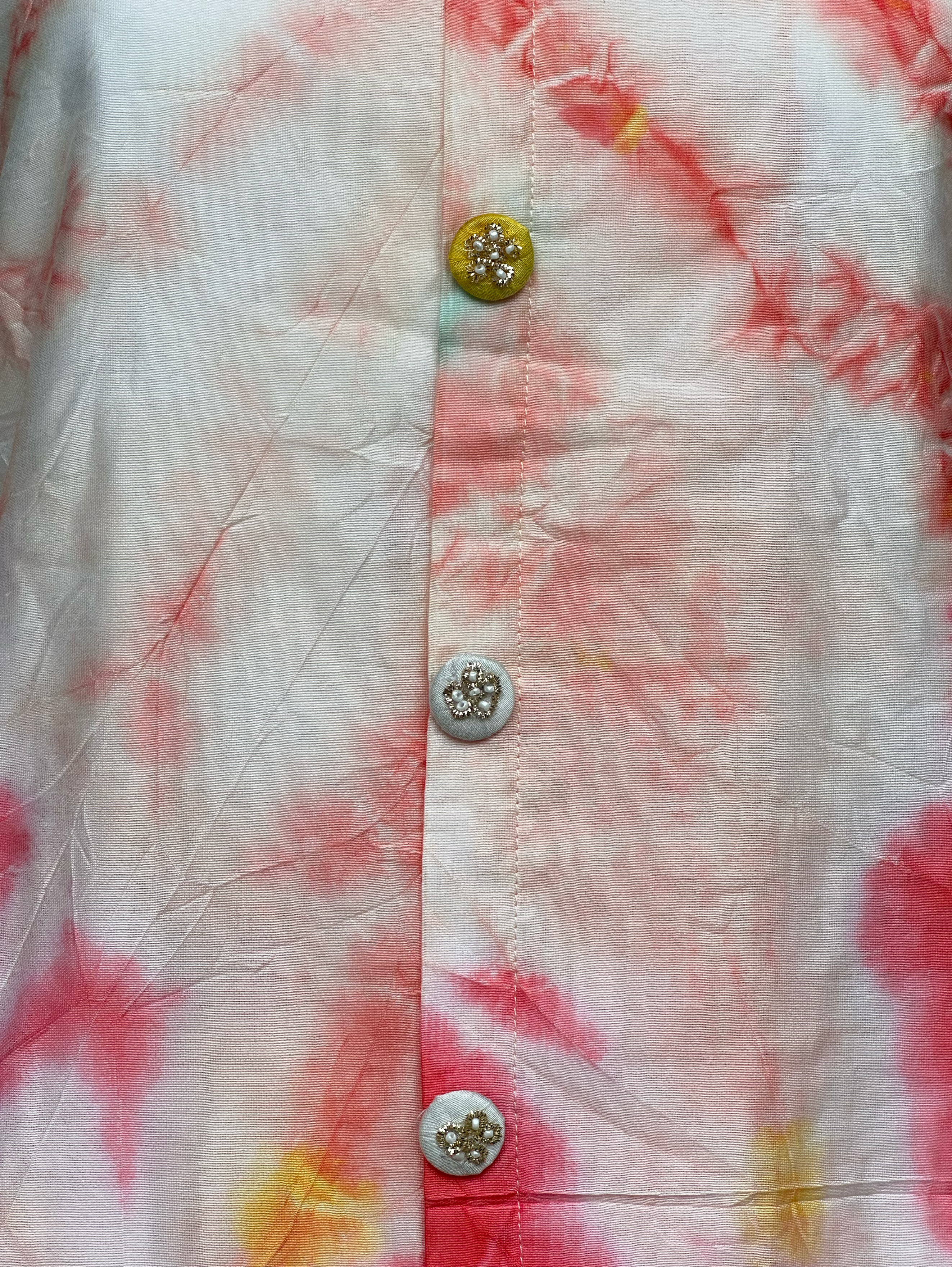 Image of Muslin Silk Collar Embroidery Coords - Tie Dye