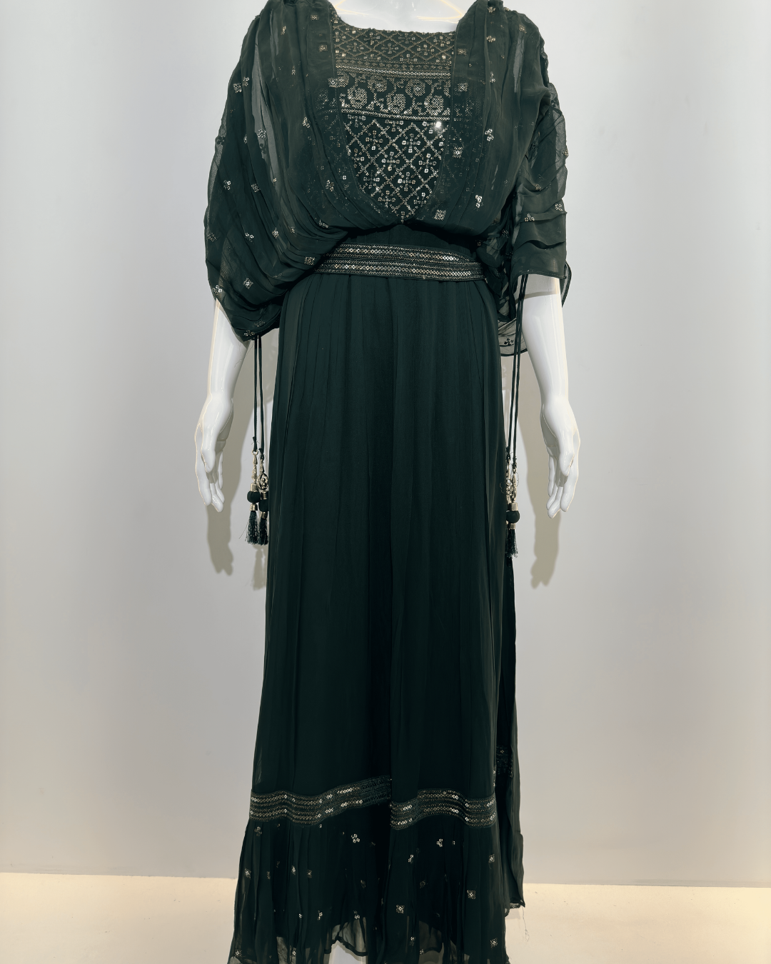 Georgette Butterfly Design Gown with Belt