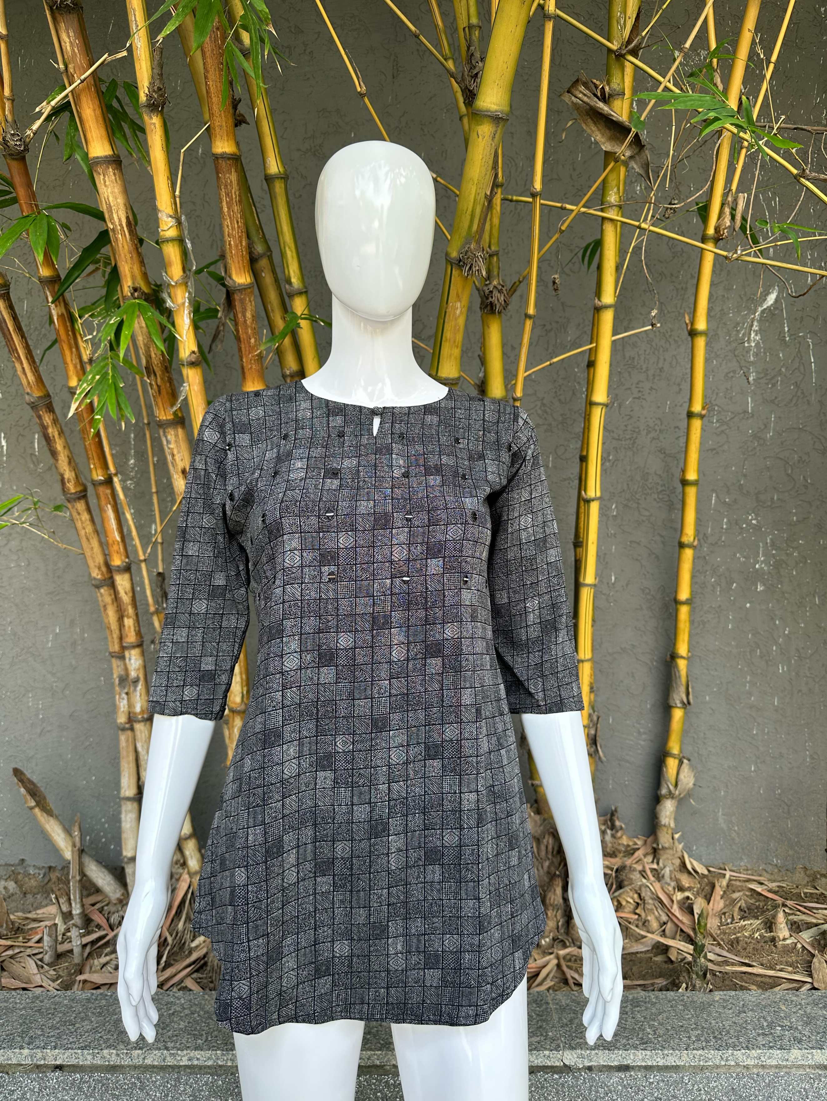 Image of Lycra Imported Fabric Mirror work Tunic