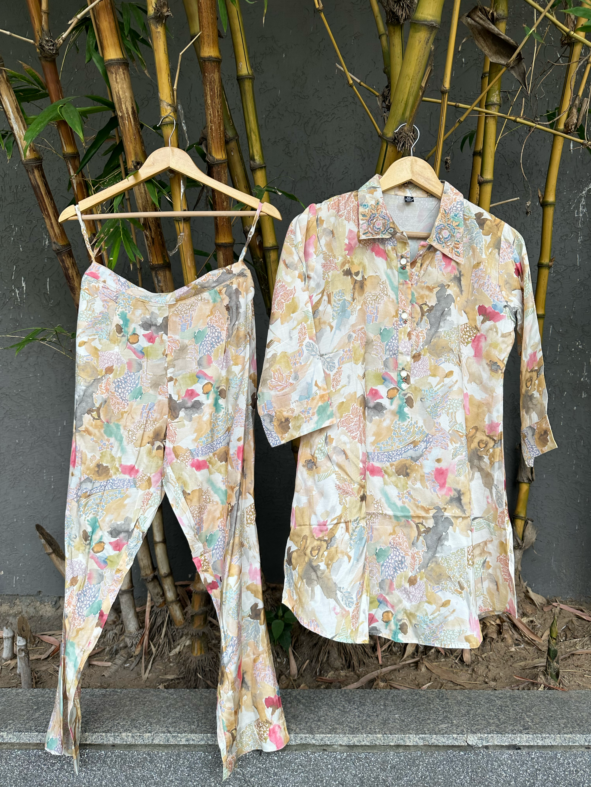Muslin Coords with Collar and Button works