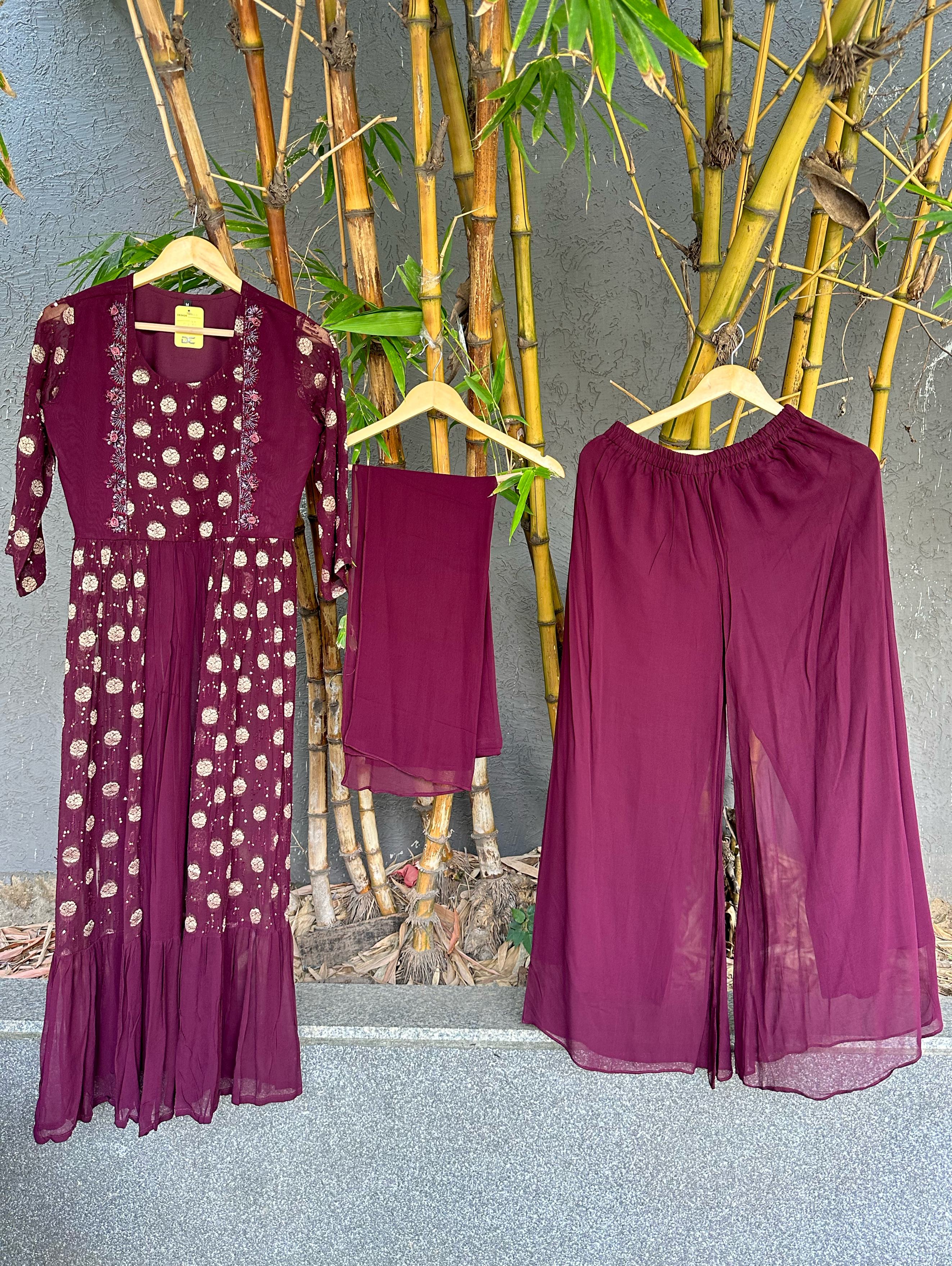 Naira Style Georgette 3 piece Dress - Premium work