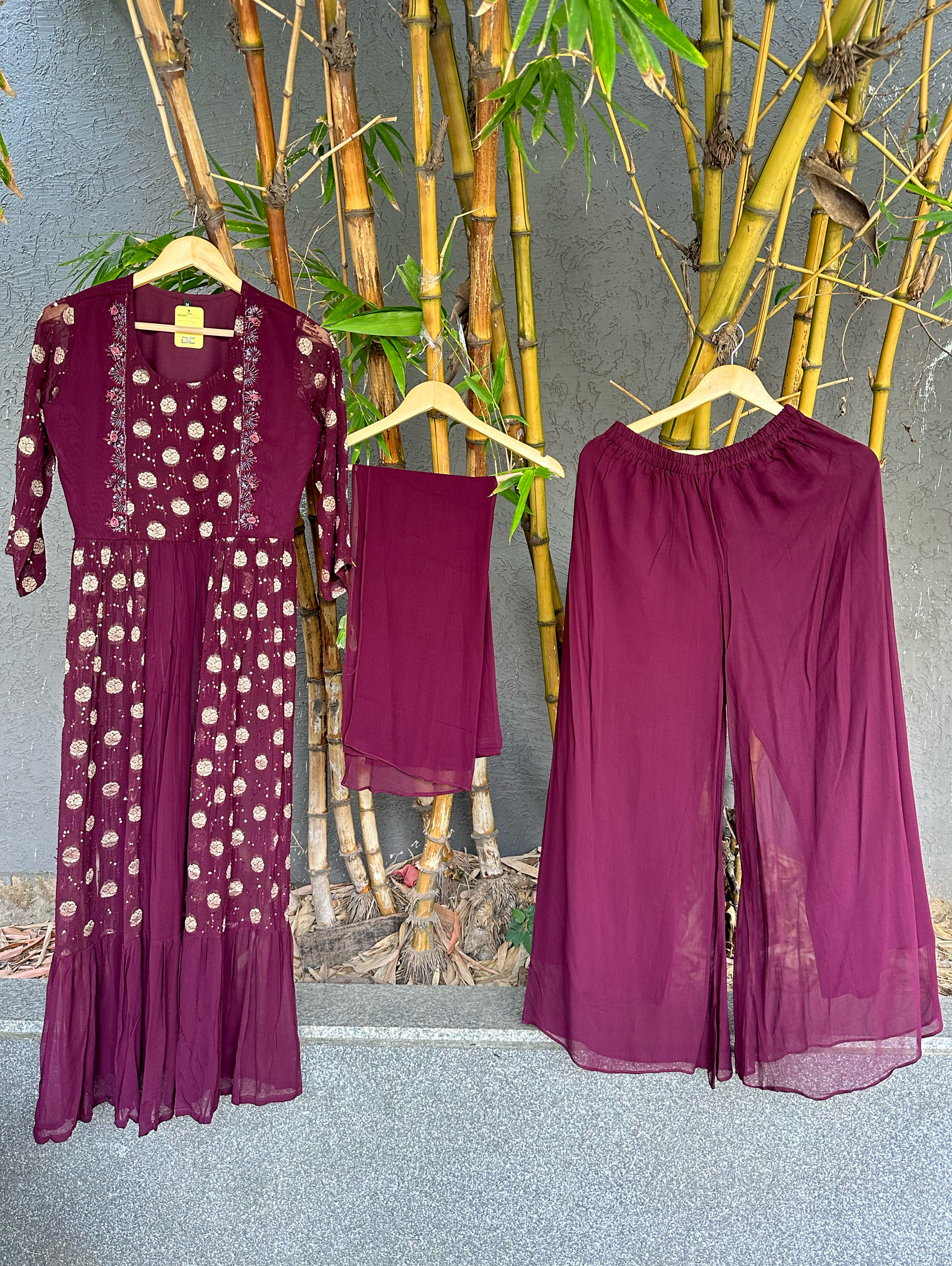 Naira Style Georgette 3 piece Dress - Premium work